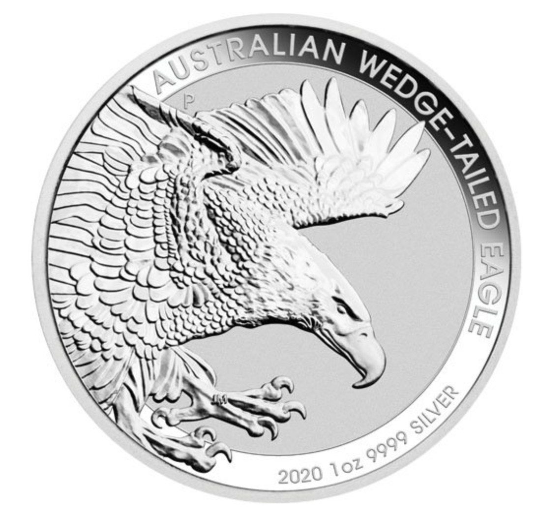 Perth Mint Spielgeld 1 Unze Silbermünze Australien Wedge-Tailed Eagle 2020 Silber Münze, Australien Wedge-Tailed Eagle 2020