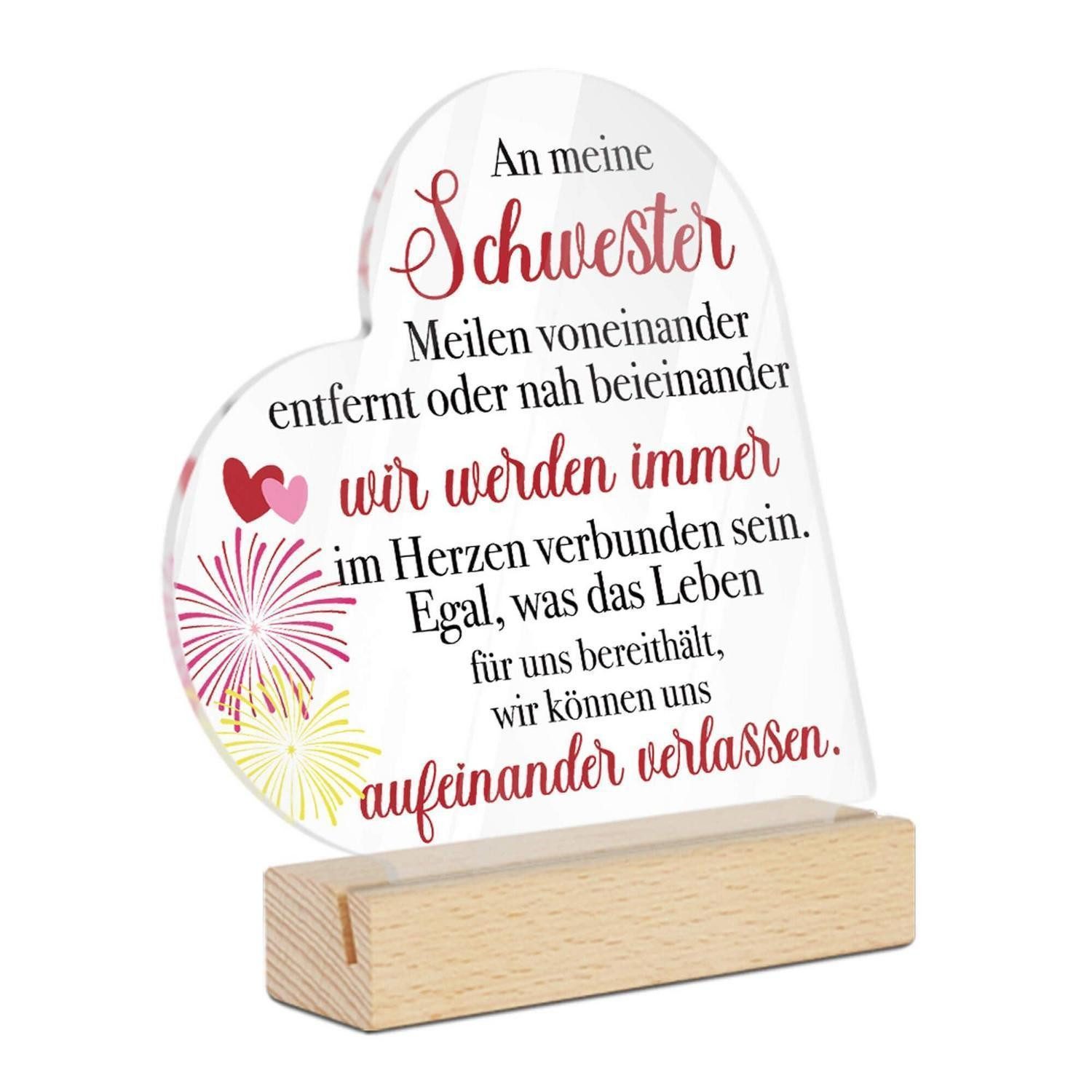 LuxusKollektion Acrylglasbild Acryl Tischdeko Schwester Spruch Herzlich