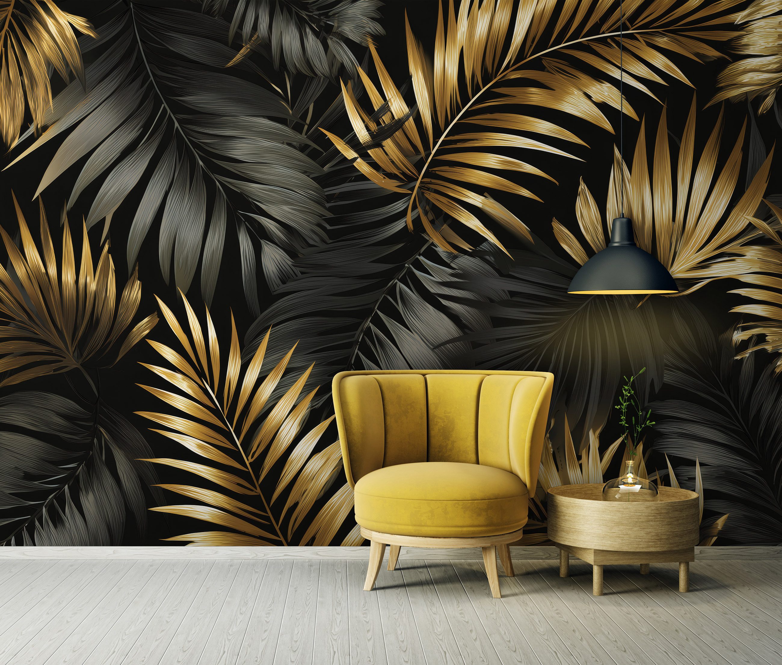 Wallarena Fototapete Blätter Schwarz Natur Vlies Tapete Wohnzimmer Schlafzi günstig online kaufen