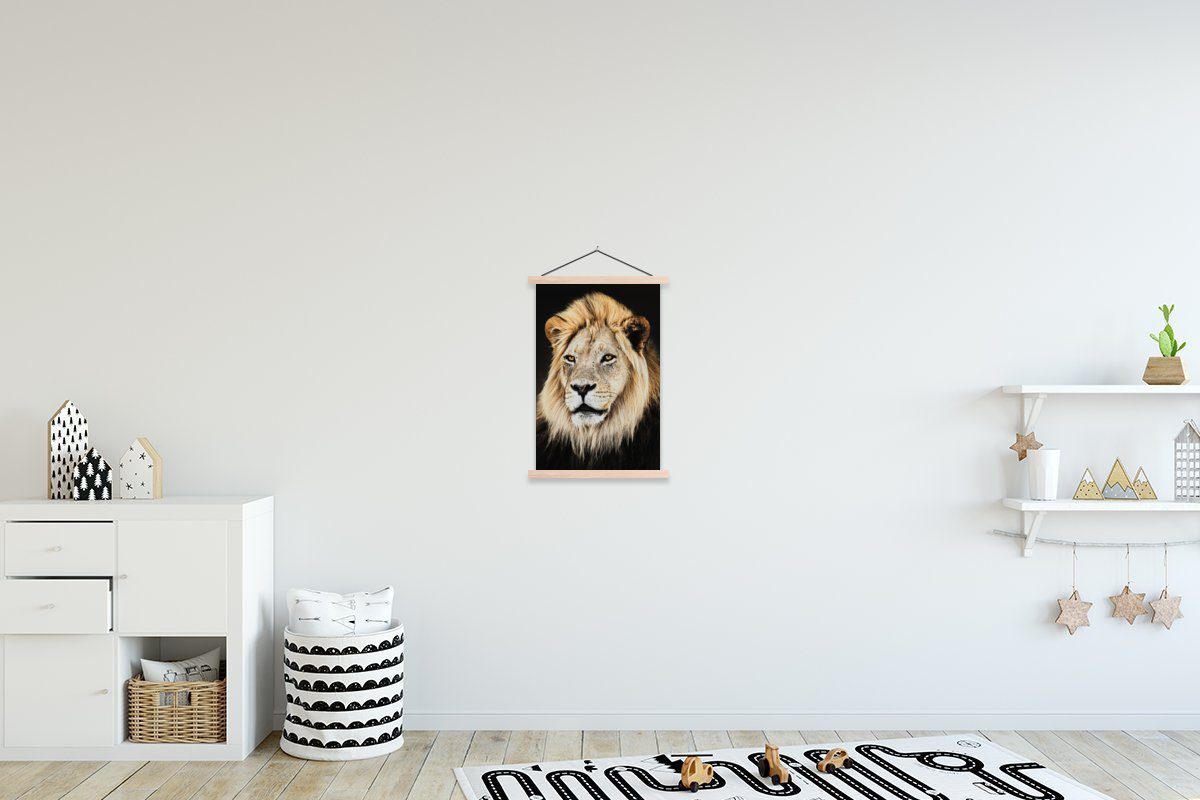 Löwen Wohnzimmer, - Magnetisch (1 MuchoWow Licht, - Textilposter Posterleiste, St), Poster Wild für Bilderleiste,