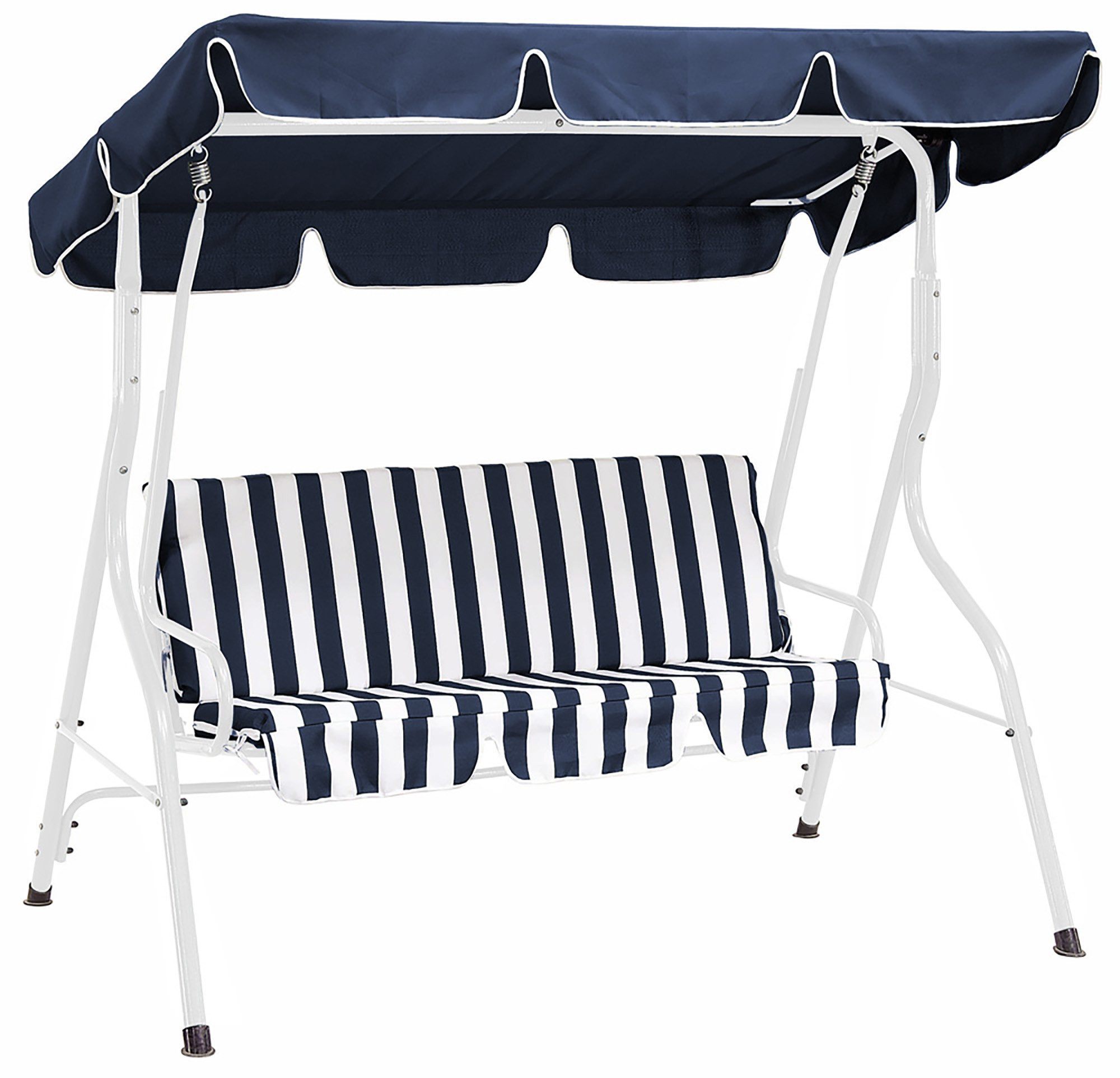 TPFGarden Hollywoodschaukel Florenz, 3-Sitzer Gartenschaukel, Outdoor Schaukel 170 cm, Farbe: Weiss / blau