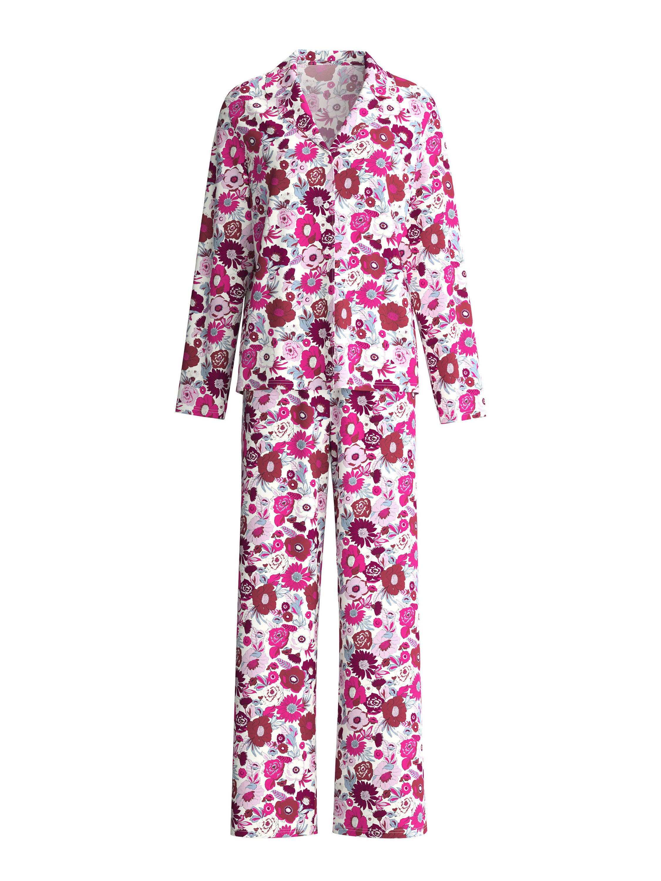 CALIDA Pyjama Leaf Dreams Damen (2 tlg) seidig weich mit Reverskragen