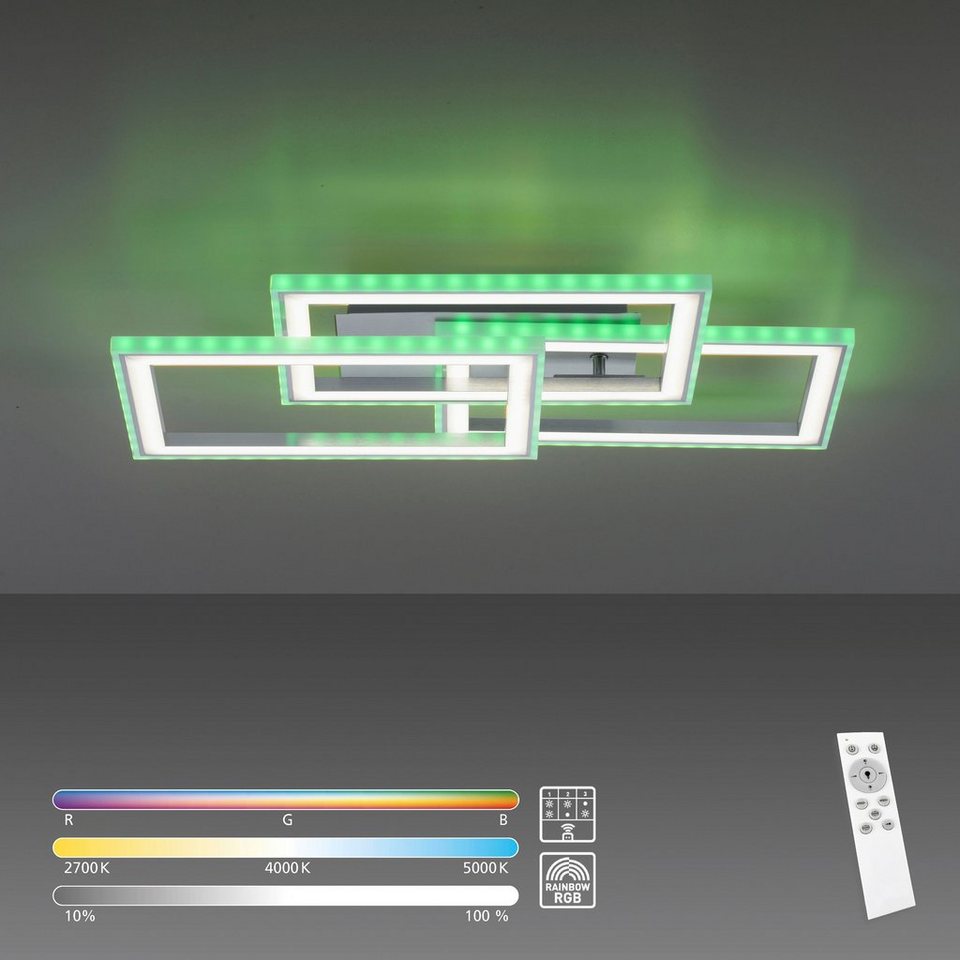 my home LED Deckenleuchte Luan, RGB, LED fest integriert, warmweiß -  kaltweiß, mit Infrarotfernbedienung, dimmbar, Memoryfunktion, getrennt  schaltbar, CCT- (warmweiß bis kaltweiß) über Fernbedienung