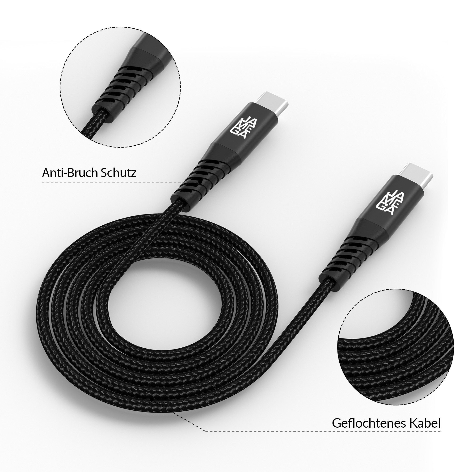 JAMEGA USB-C Kabel 480Mbps 60W Ladekabel Datenkabel für Apple, Samsung, uvm. USB-Kabel, USB Typ C, (50 cm) – Bild 3 von 5