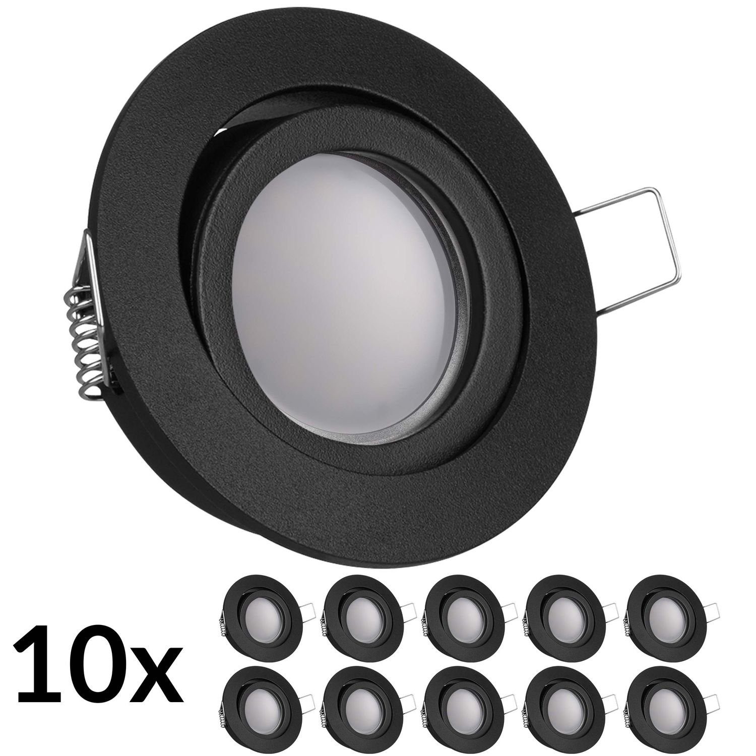 LED Schwarz GU5.3 Set Einbaustrahler LEDANDO LED / mit Einbaustrahler LED 10er Markenstrahle MR16