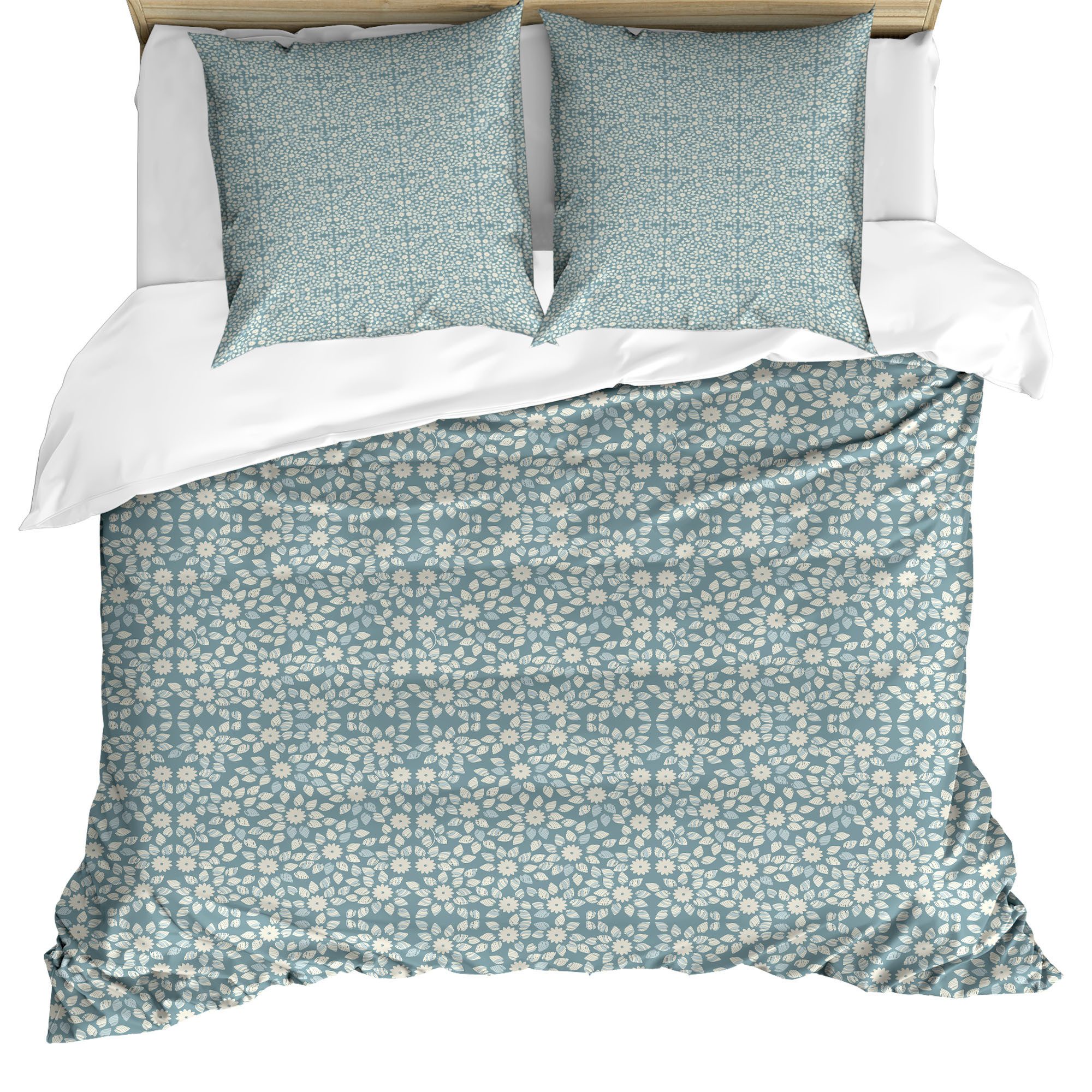 Abakuhaus Bettwäsche Milbensicher Allergiker geeignet mit Kissenbezügen, Microfaser, Elfenbein und Blau Natur Blumenblütenblätter. Reduzierter Preis € 35,99. Unverbindliche Preisempfehlung € 54,99