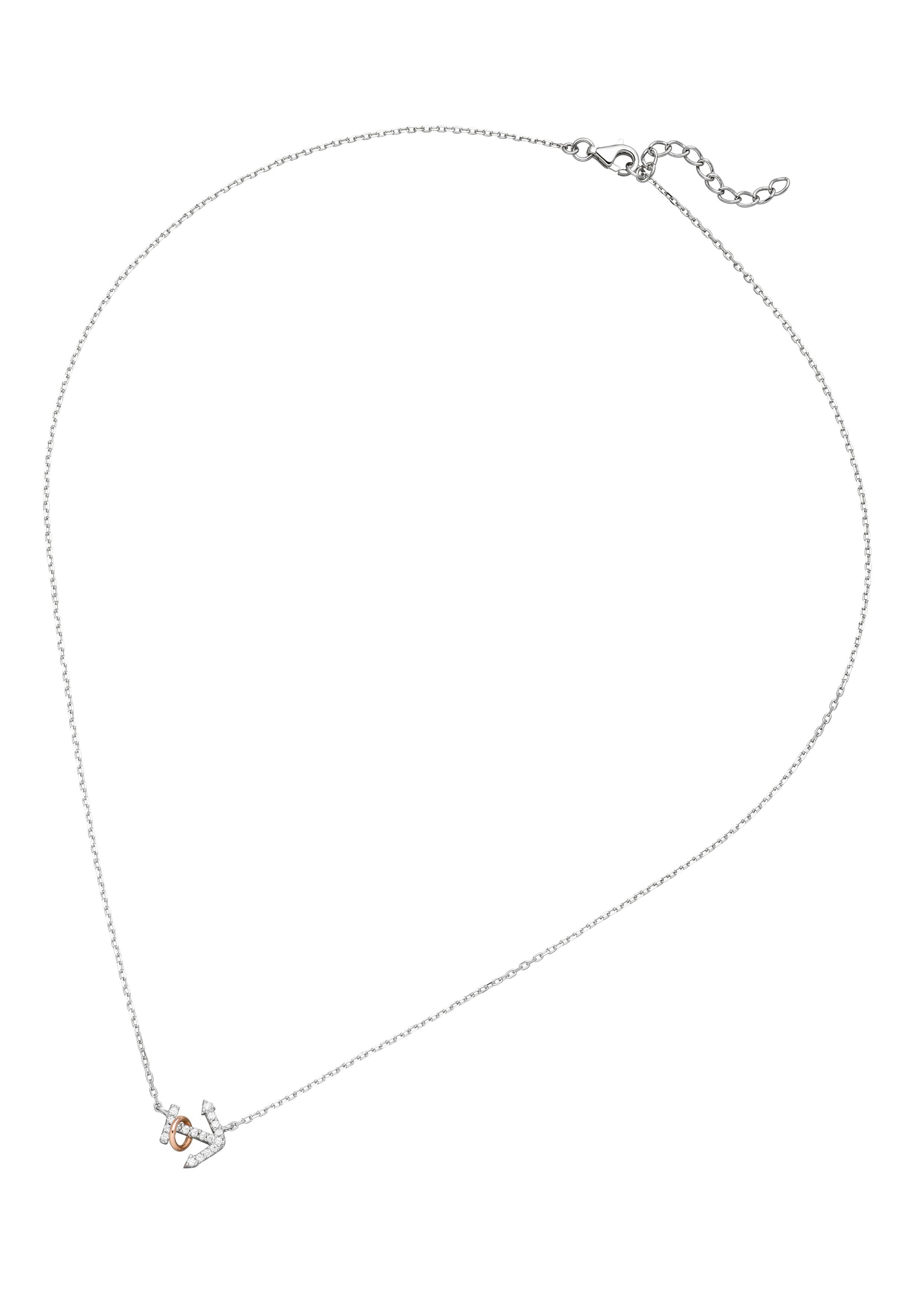 JOBO Kette mit Anhänger Silber Zirkonia mit 925 mit Anker cm Ring, 18 45 beweglichem
