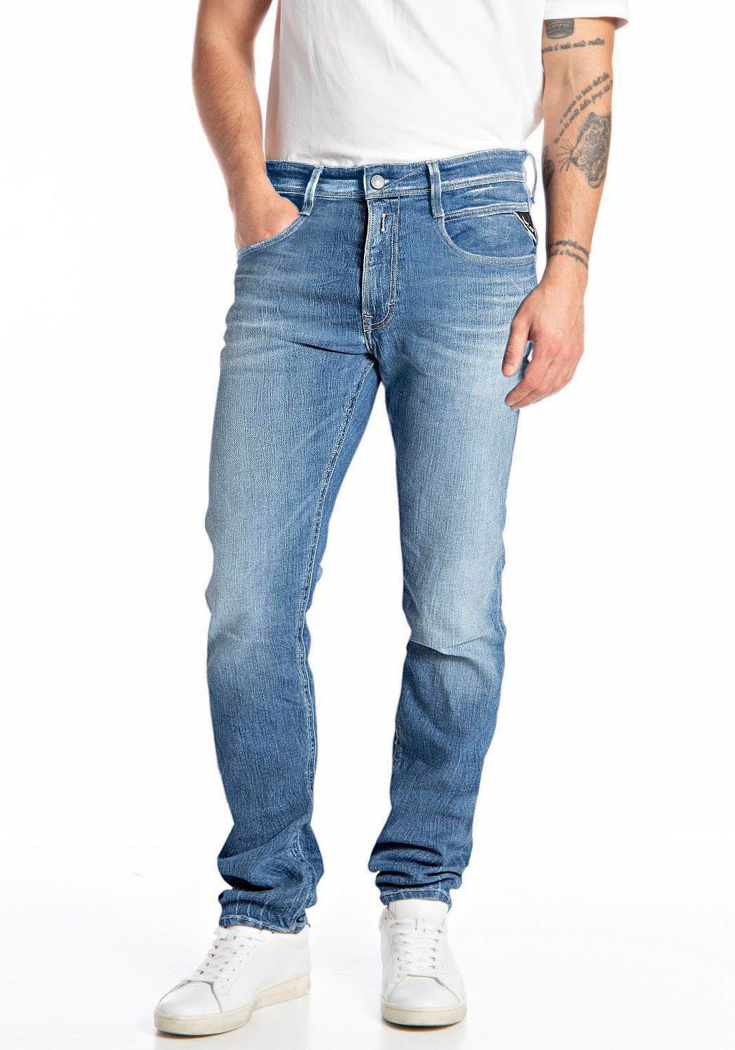 light washed Replay Slim-fit-Jeans Anbass
