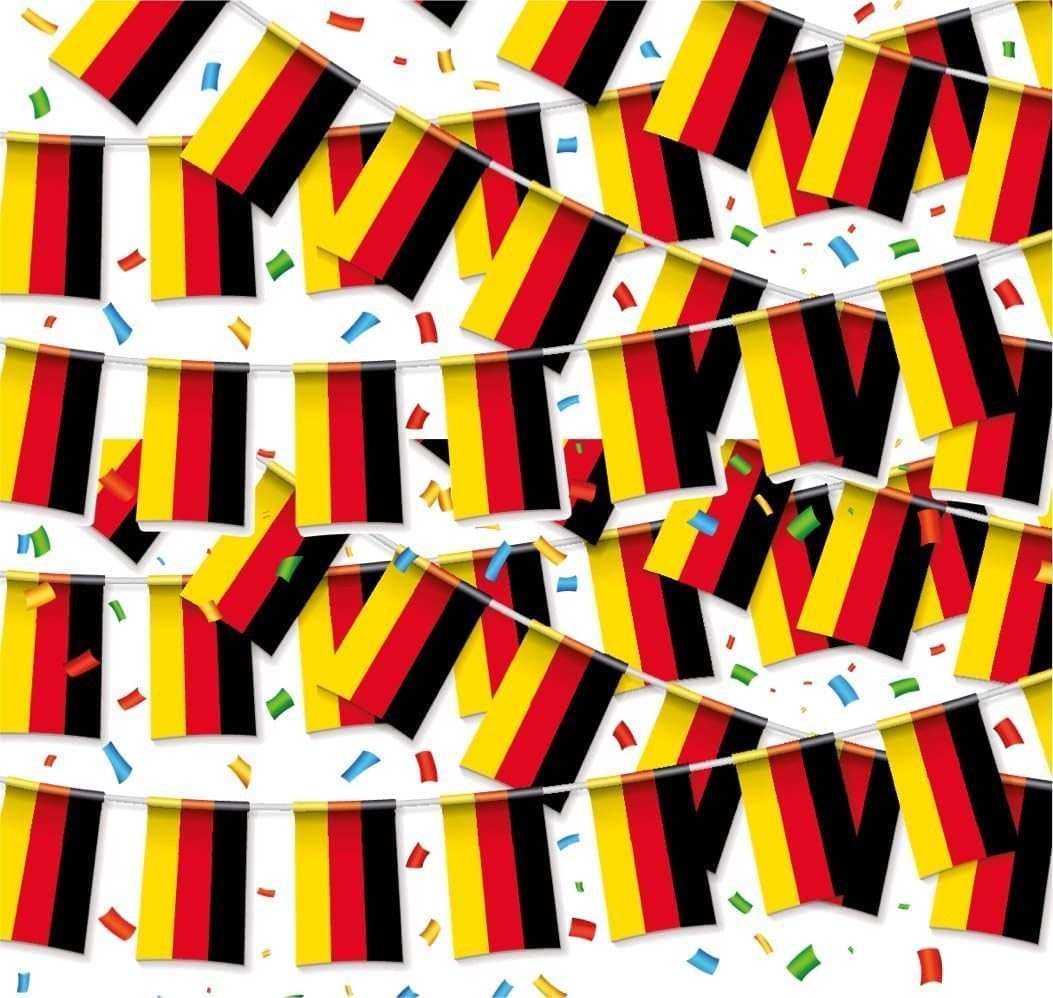 Dekotalent® Wimpelkette XXL Wimpelkette Deutschland Girlande schwarz, rot, gelb (Gold) Deko