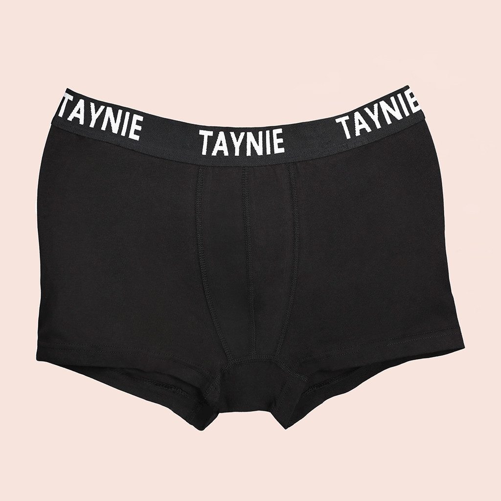 Taynie Retro Boxer schwarz/weiß - Herren Boxershorts aus Bio-Baumwolle sportlich (Spar-Set, 2-St., 2er-Pack) Logo auf elastischem Bund