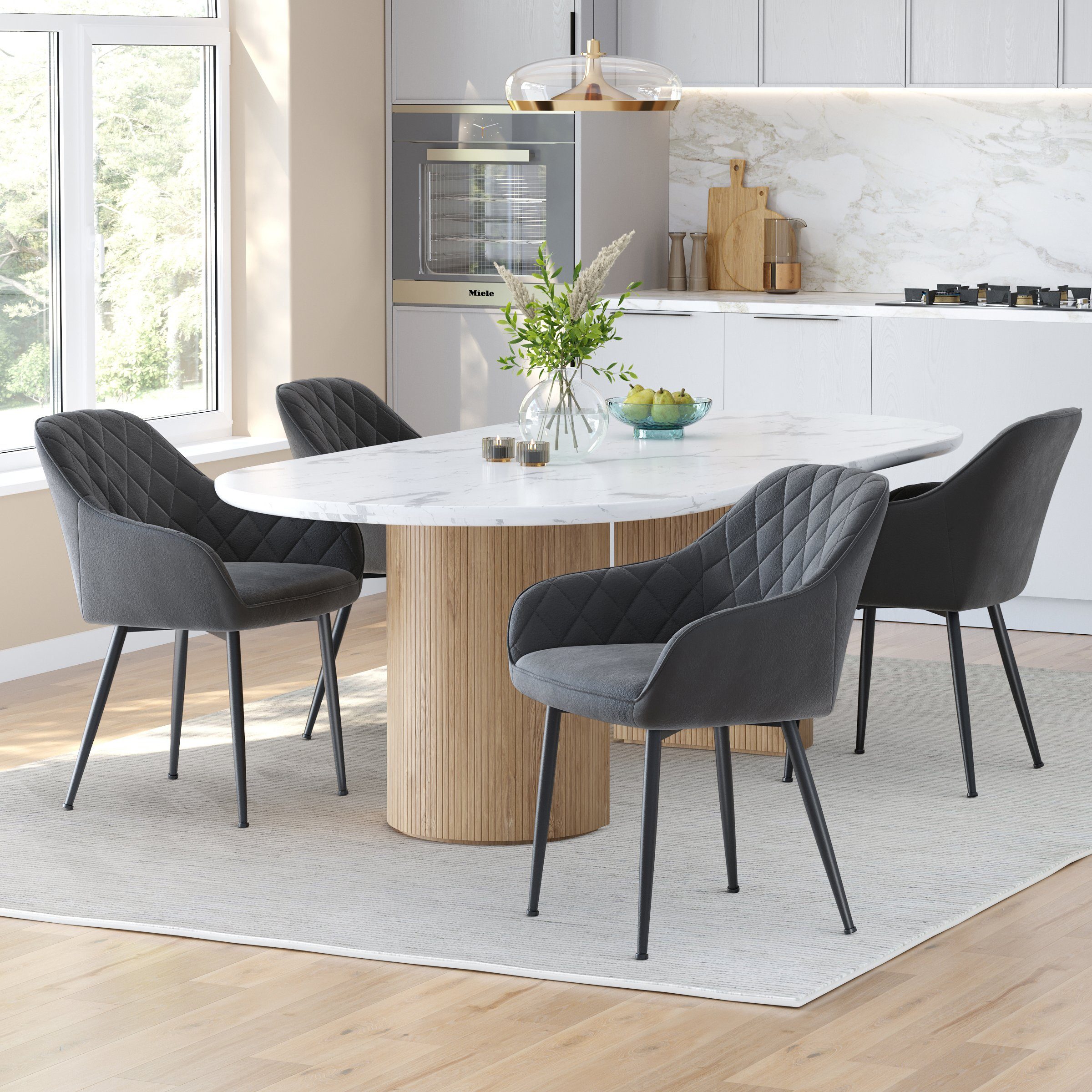 SONGMICS Esszimmerstuhl (4 St), Polsterstuhl, verstellbare Füße, Samt​ günstig online kaufen