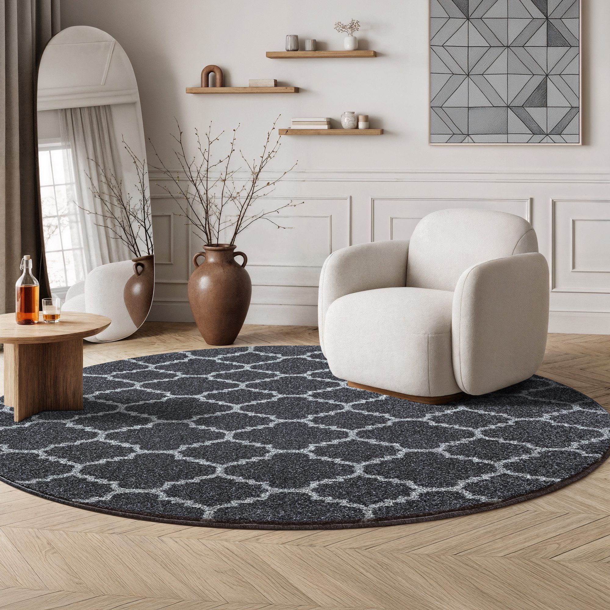 Sanat Teppich Boho 8202, rund, Höhe: 10 mm, Kurzflor, robust, Boho, Scandic günstig online kaufen