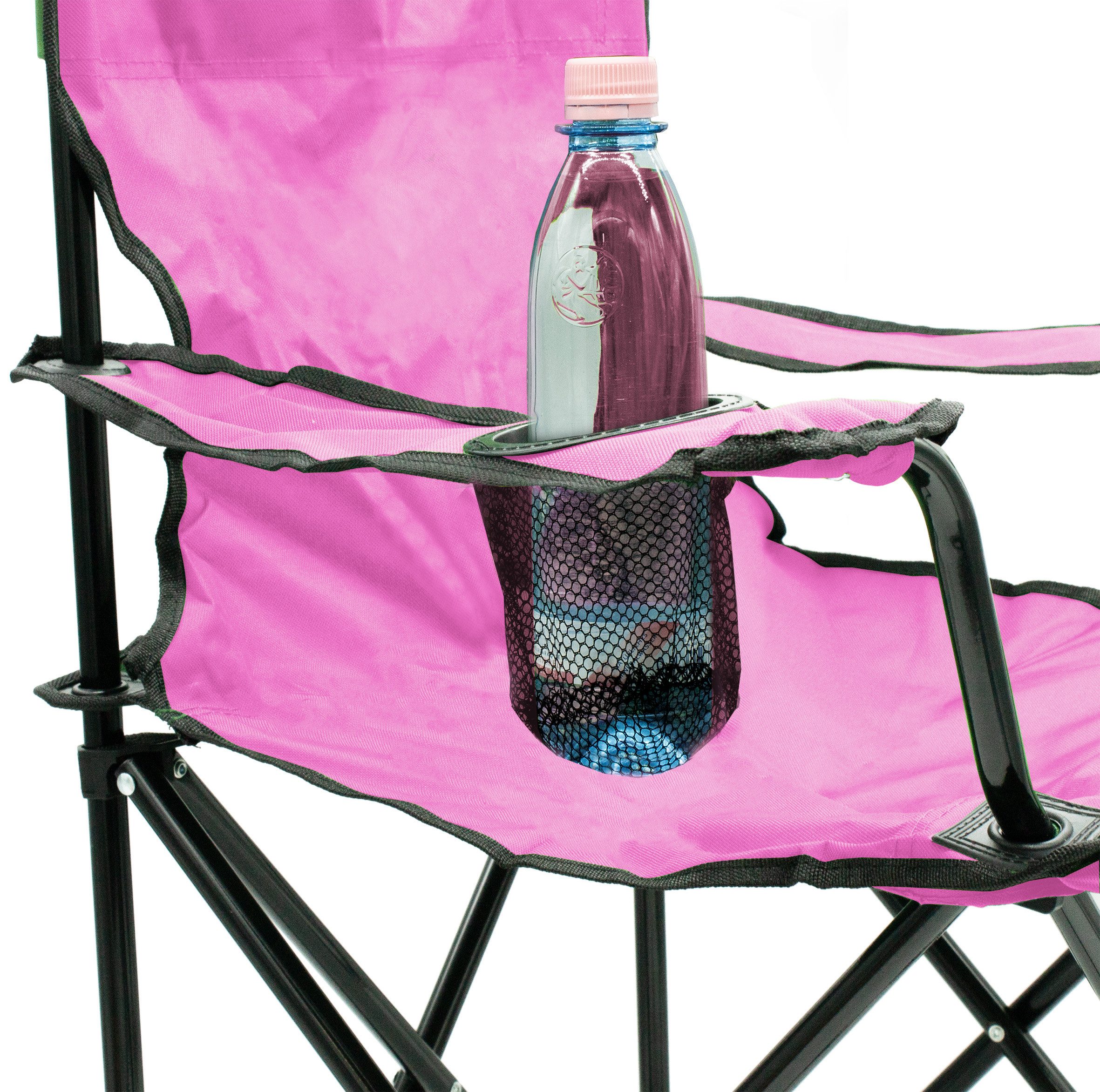Spetebo Campingstuhl Campingstuhl mit Getränkehalter - pink (Stück, 1 St), Camping Strand und Garten Klappstuhl mit Tragetasche – Bild 4 von 5