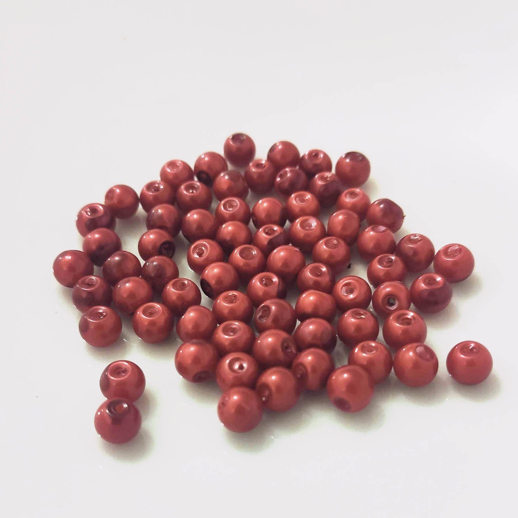 Kopper-24 Bastelperlen Glasperlen - Typ 'rund' - 20g - 8 mm - Rot