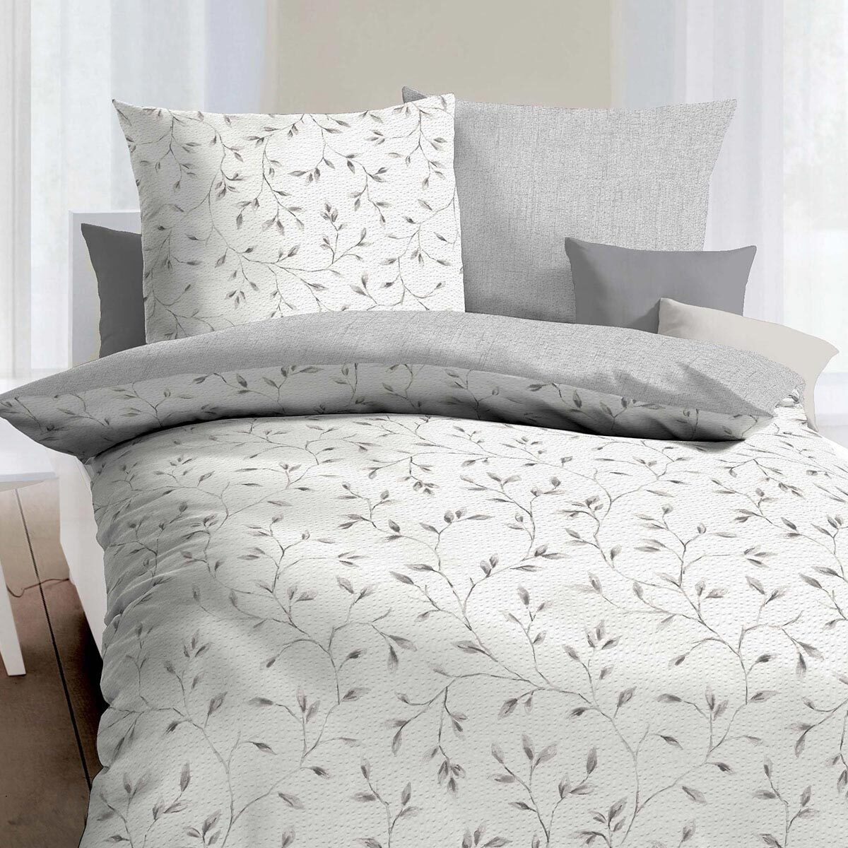 Kaeppel Bettwäsche Leaf, Seersucker, 2 teilig, klassische Seersucker Bettwä günstig online kaufen