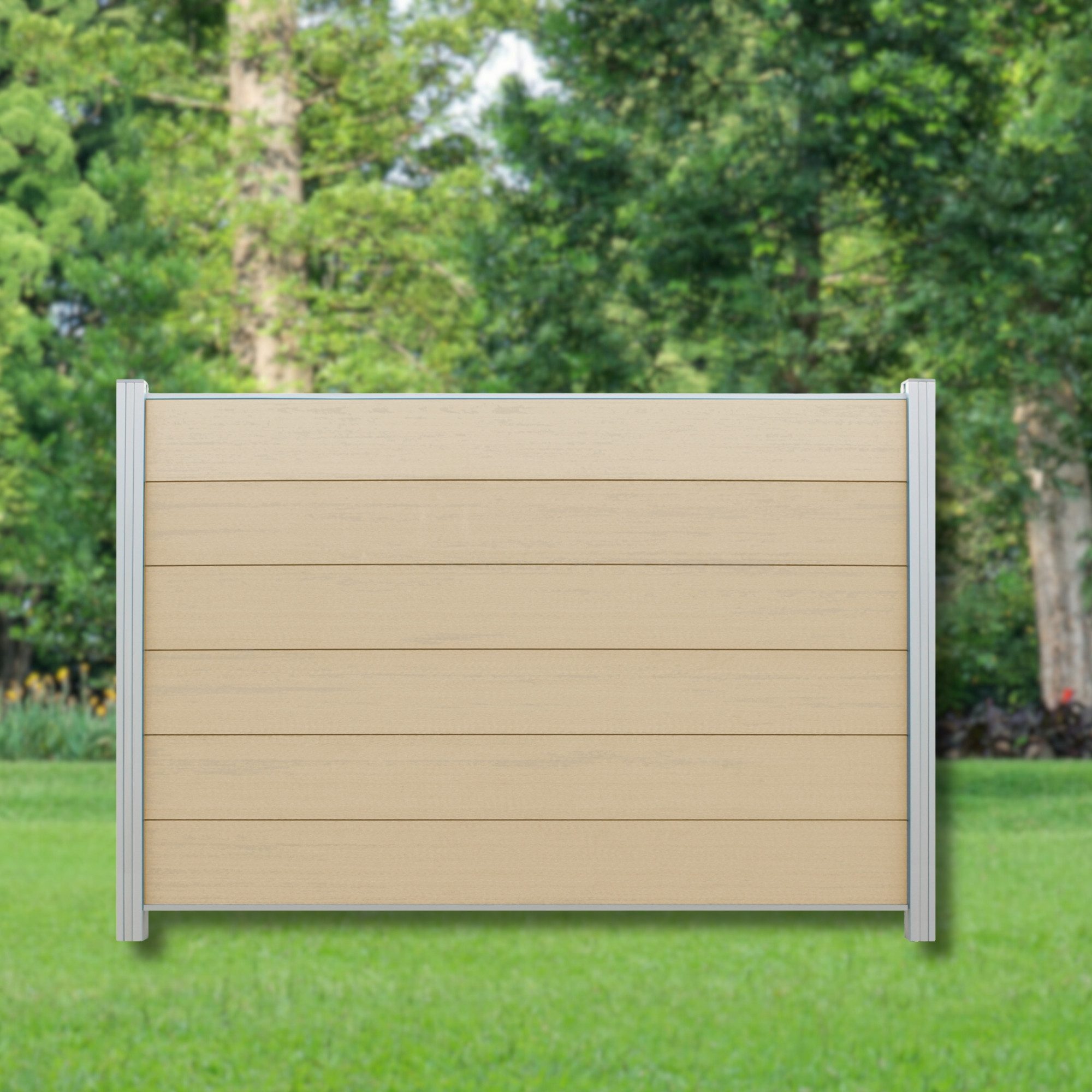 WPC Profi Zaun Zaun Komplettset Sichtschutzzaun Zaunelemente Sandbeige180x120 cm, (Komplettset, mit Start- und Abschlussleisten, Pfosten und Zubehör)