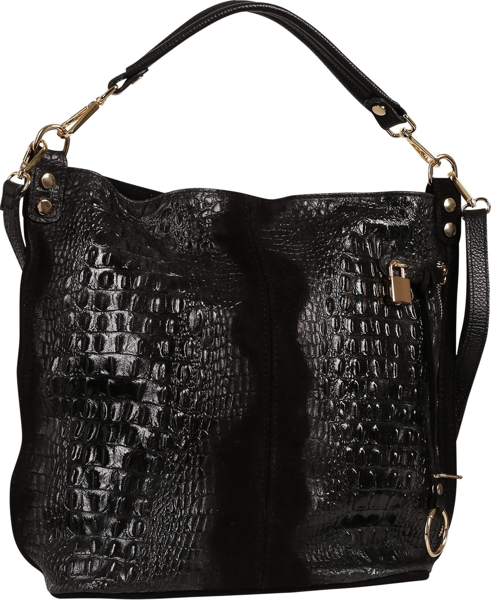 Toscanto Beuteltasche Toscanto Damen Beuteltasche Shopper Leder (Beuteltasche), Damen Leder Beuteltasche, Shopper, schwarz ca. 41cm