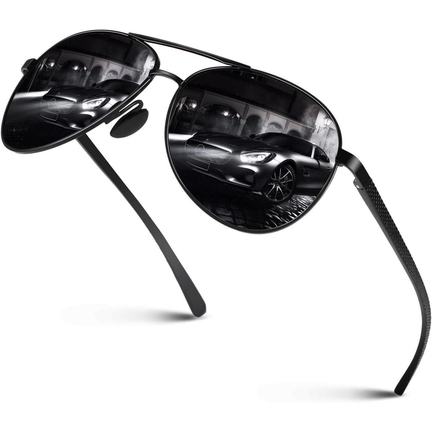 LuxusKollektion Pilotenbrille Sonnenbrille Herren Pilotenbrille Polarisiert UV400 CAT3 CE Schwarz
