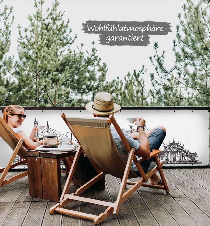 Thumbnail - MyMaxxi Sichtschutzelement Balkonbanner Sehenswürdigkeiten in Thailand Balkon Sichtschutz Garten