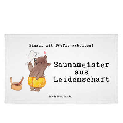 Mr. & Mrs. Panda Handtuch Saunameister Leidenschaft - Weiß - Geschenk, Frottier, Sport Handtuch, (1-St), Bunt bedruckt