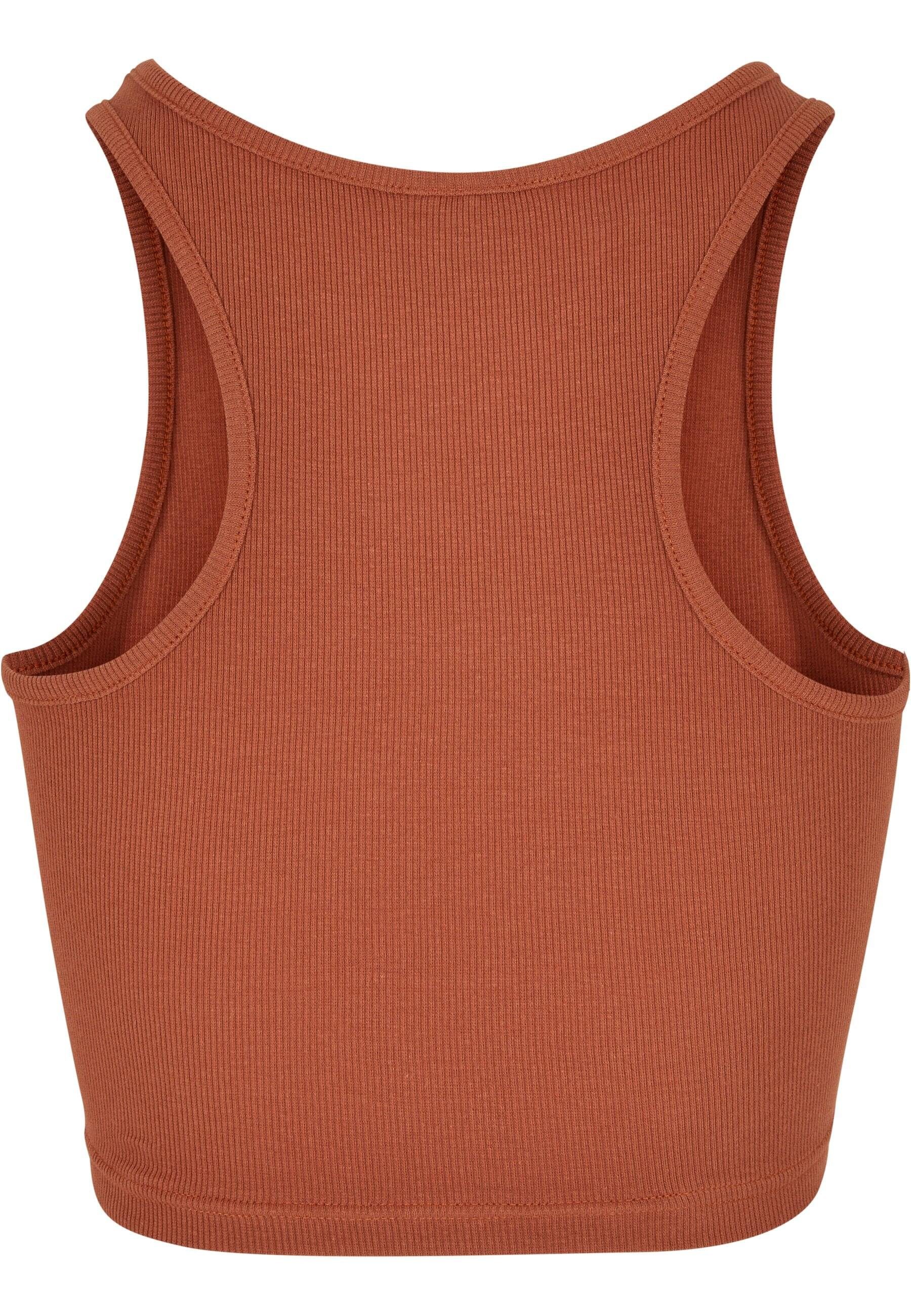 Damen terracotta Rib T-Shirt URBAN Ladies (1-tlg) Cropped Top CLASSICS