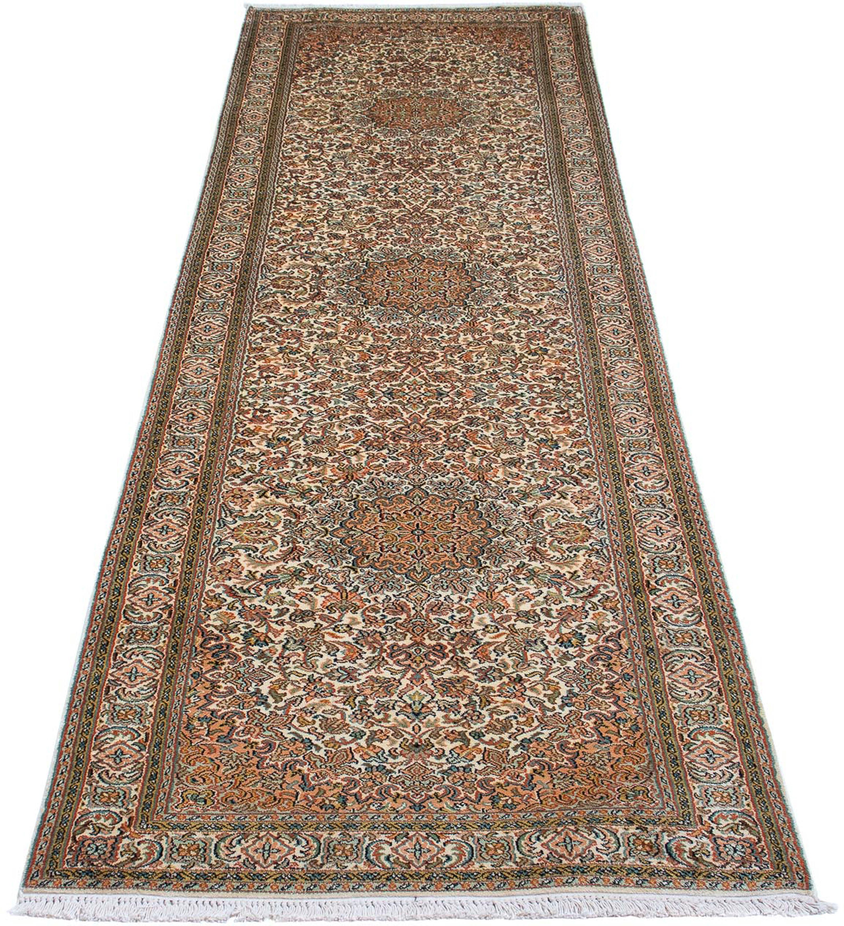 Seidenteppich Seiden - Kaschmir Seide - 316 x 81 cm - beige, morgenland, rechteckig, Höhe: 4 mm, Wohnzimmer, Handgeknüpft, Einzelstück mit Zertifikat