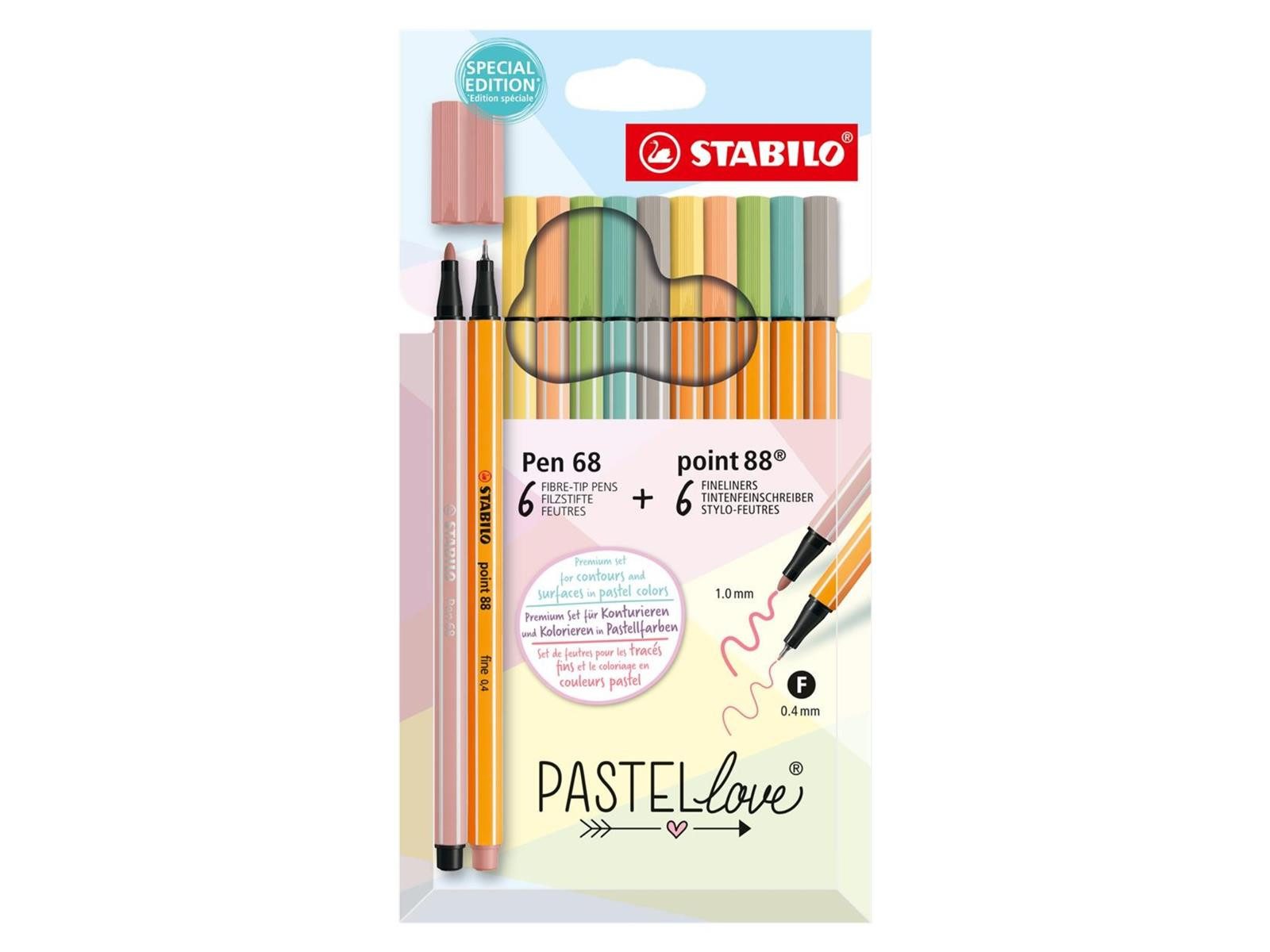 STABILO Маркеры STABILO Pastellove-Set - Pen 68 + point 88 - 12er Set