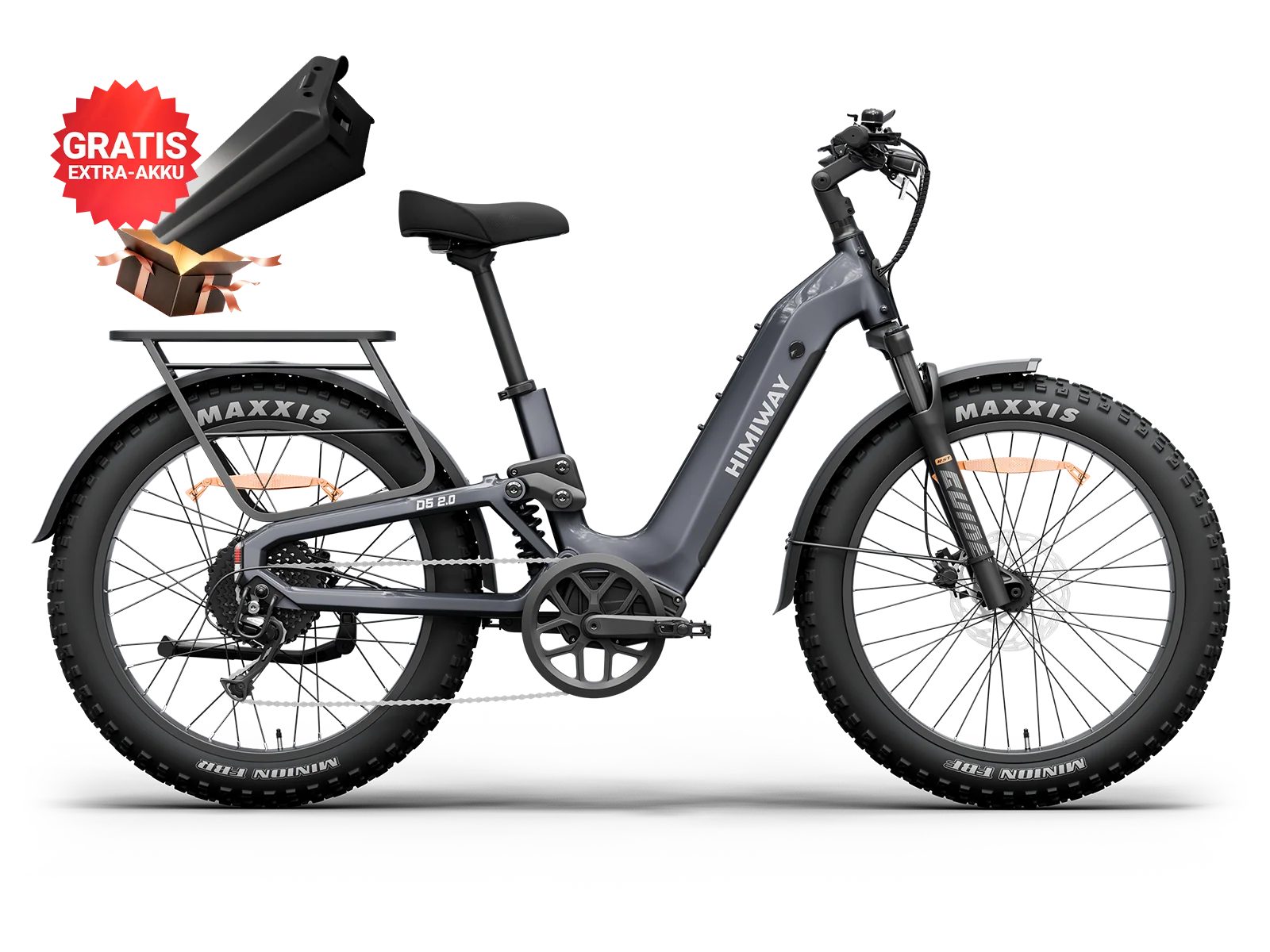 DOTMALL E-Bike Cityrad D5 2.0 E-Bike 26"x4.0" Vollfederung 48V 15Ah+20Ah Akku SHIMANO 8-Gang, 8 Gang, Heckmotor, 720 Wh