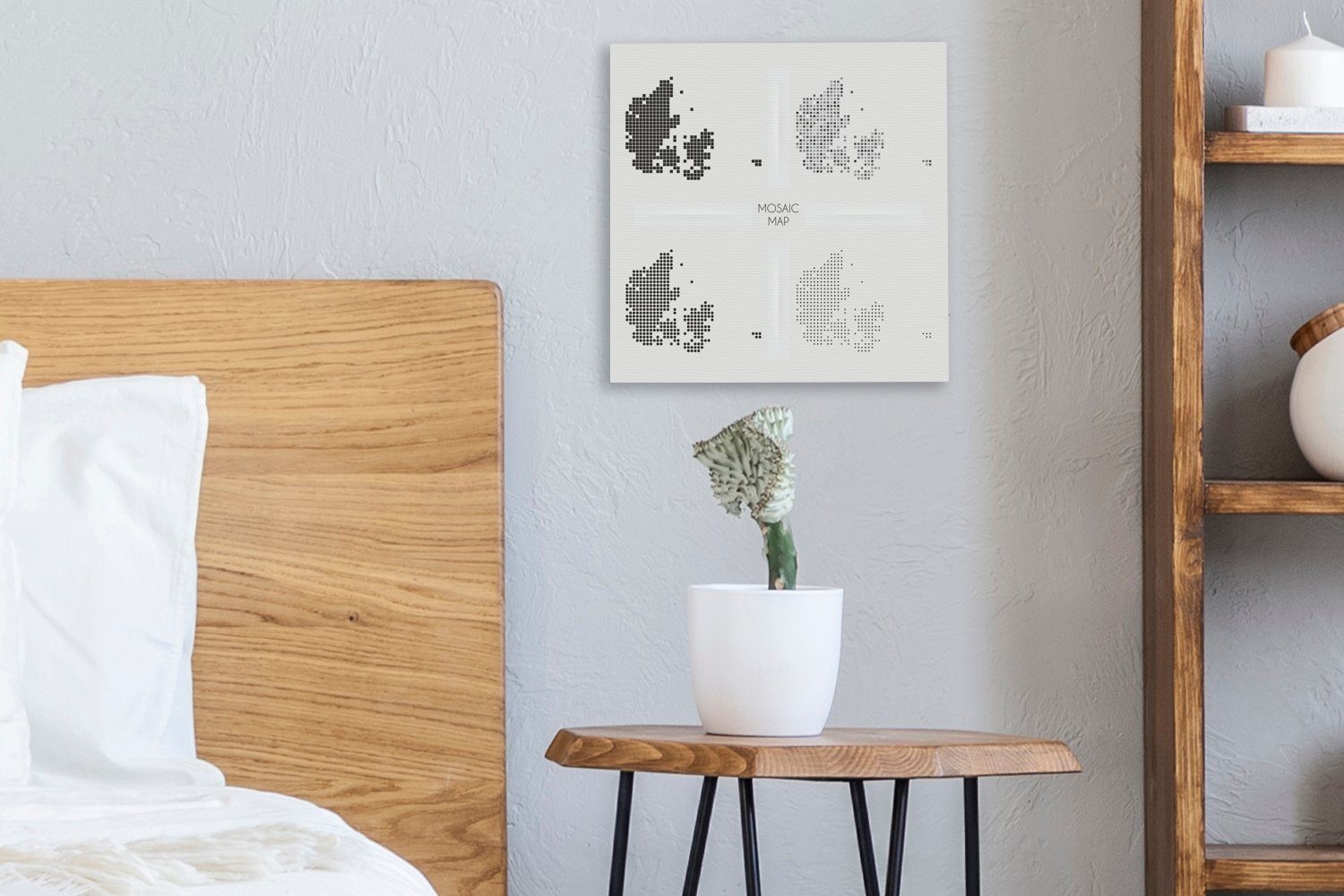 OneMillionCanvasses® Leinwandbild Schwarz-Weiß-Abbildung von verschiedenen Schlafzimmer Bilder Leinwand in Dänemark (1 Farben, Wohnzimmer St), für vier