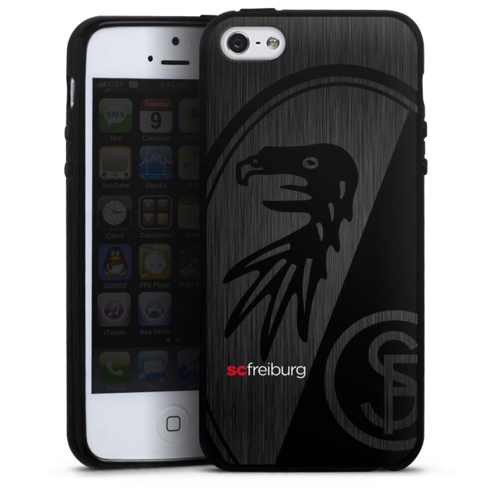 DeinDesign Handyhülle SC Freiburg Offizielles Lizenzprodukt Metallic Look, Apple iPhone 5 Silikon Hülle Bumper Case Handy Schutzhülle