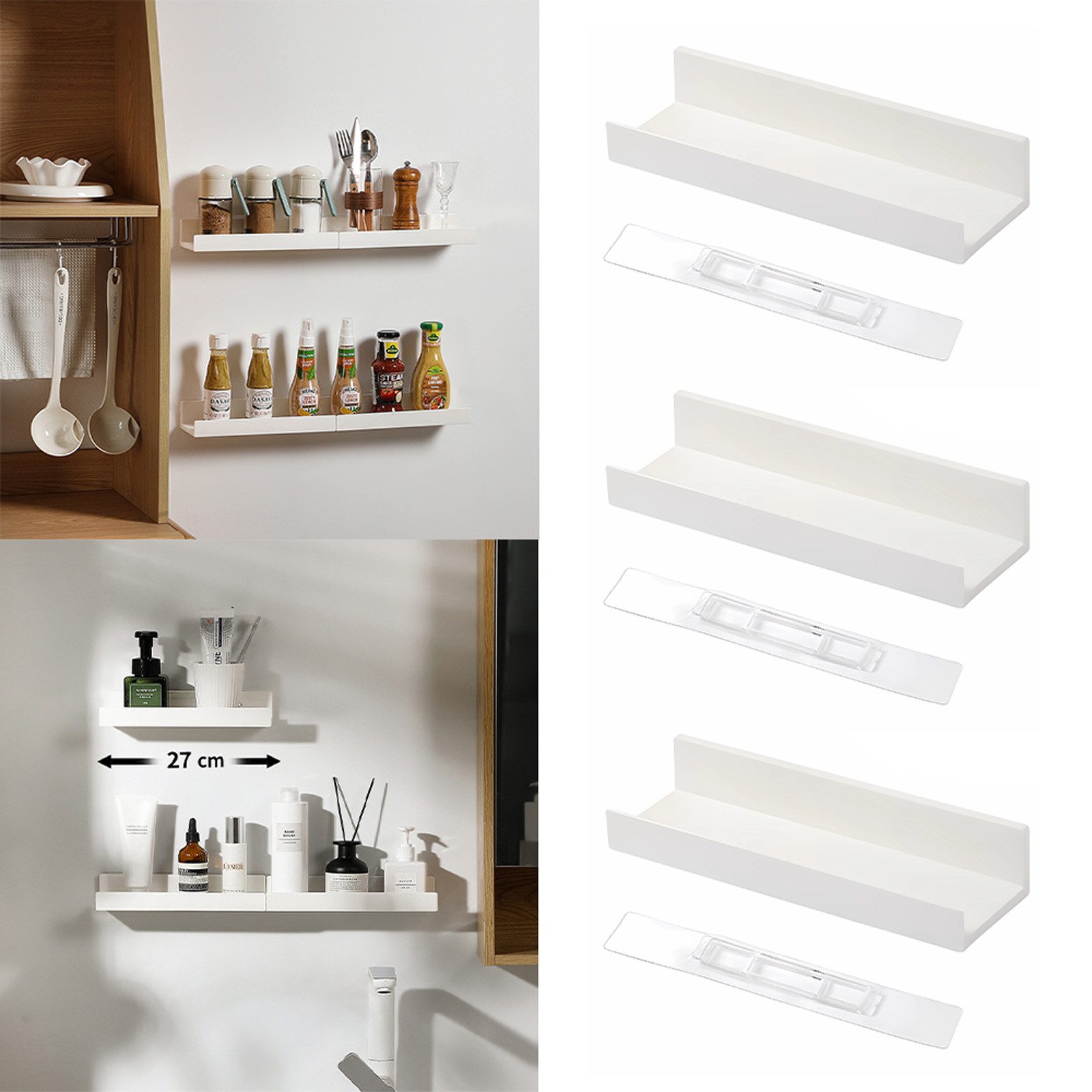 YMQHBS Küchenregal 3er-Set Wandregale für Küche Badezimmer, Set 3-tlg., Ohn günstig online kaufen