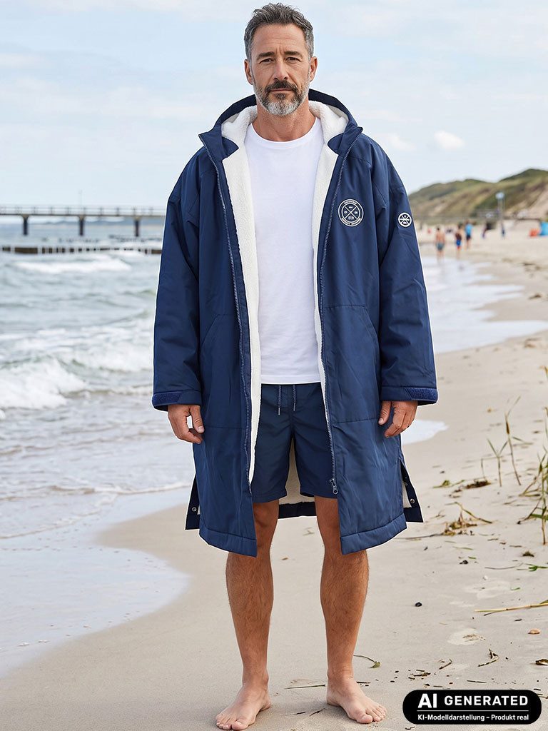 Blue Wave Funktionsmantel Herren Aqua-Parka Odin - Trockenmantel Schwimmmantel Umziehmantel Teddyfutter, Gefütterte Handwärmertaschen, Verstaubeutel inklusive