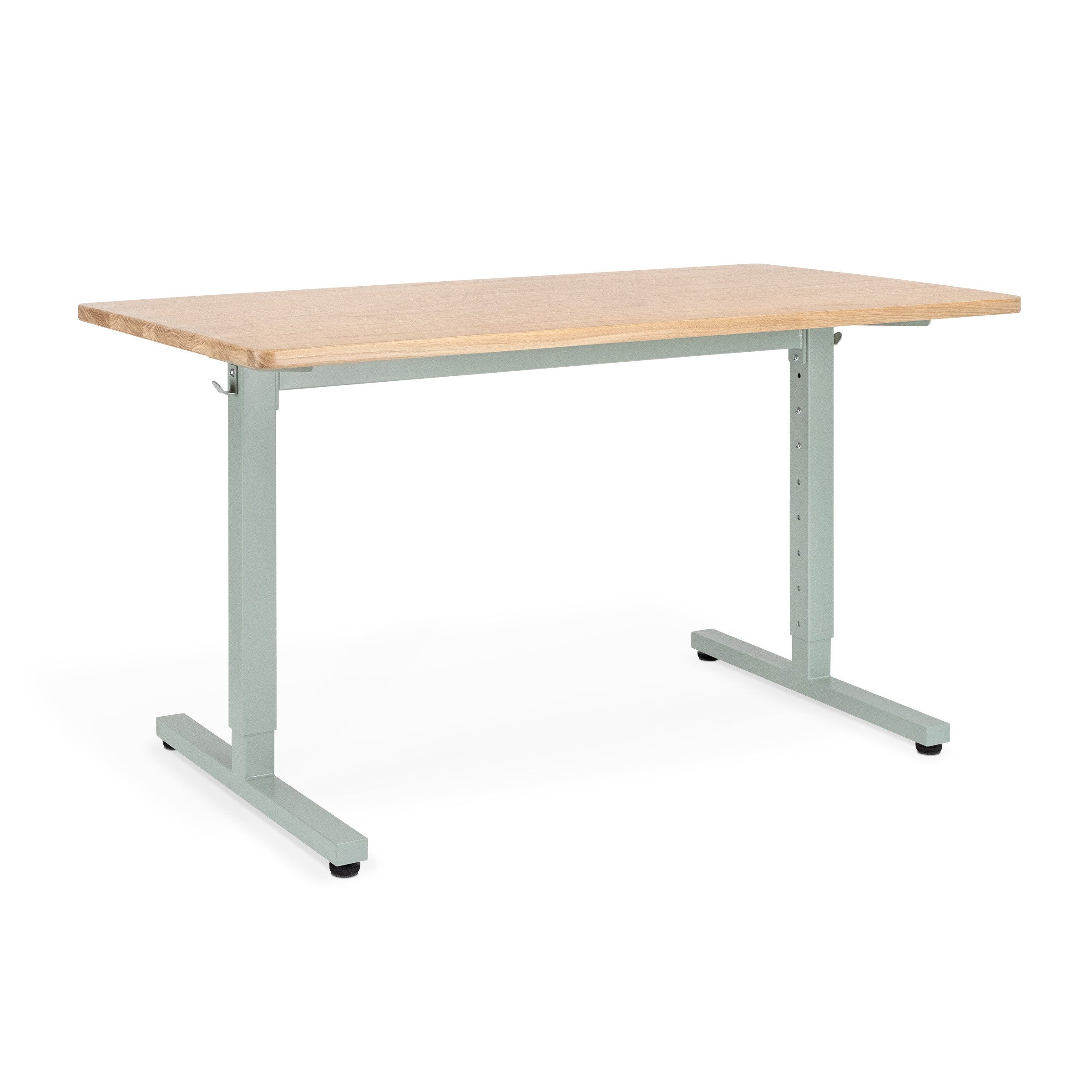 Ehrenkind Schreibtisch höhenverstellbar für Kinder und Erwachsene (mit Massivholzplatte & Stahlgestell, langlebig, Tischplatte aus massivem Eichenholz), mitwachsend & zeitlos