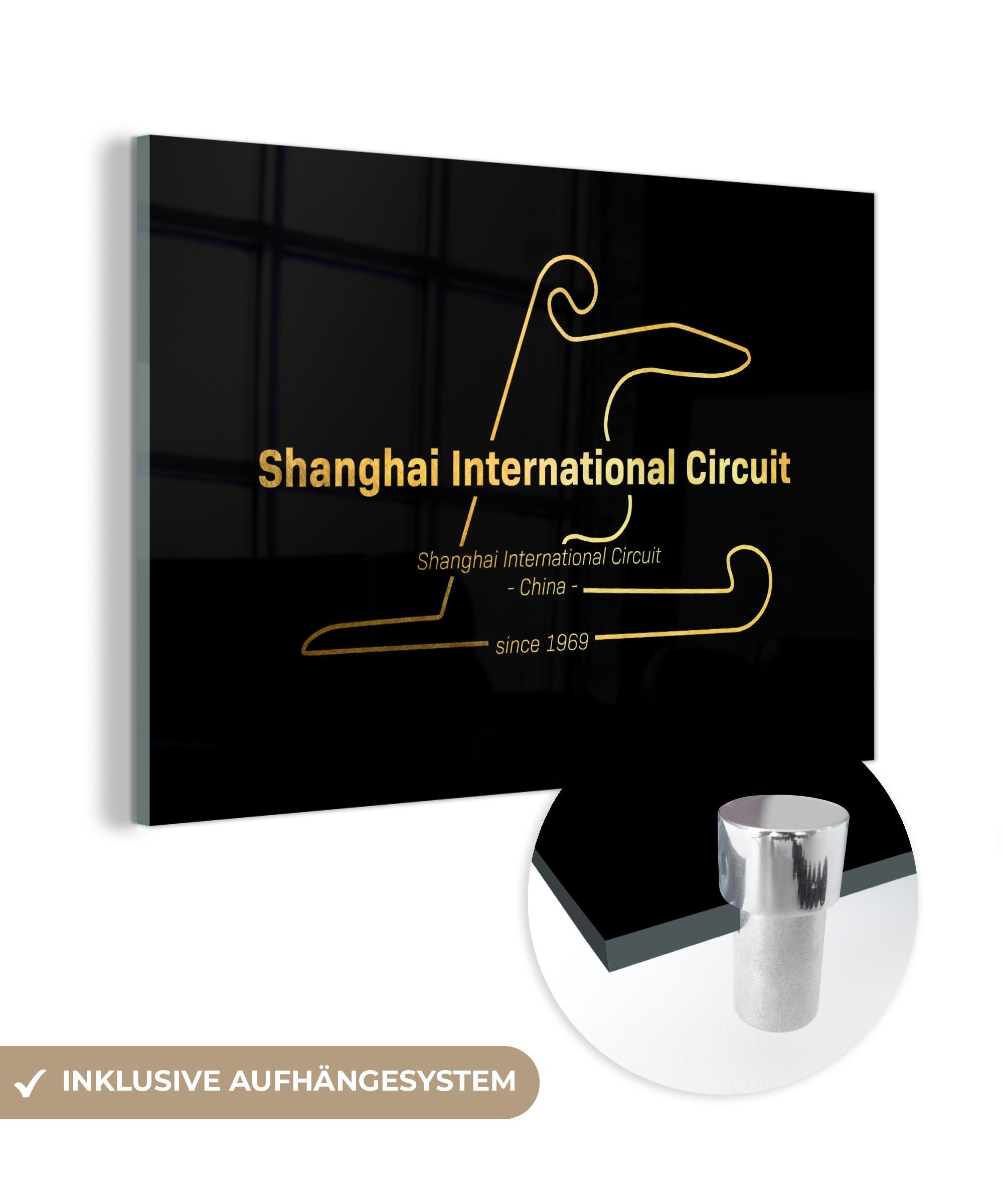 MuchoWow Acrylglasbild Formel 1 - Shanghai - Rennstrecke, (1 St), Glasbilder - Bilder auf Glas Wandbild - Foto auf Glas - Wanddekoration
