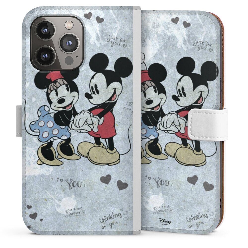DeinDesign Handyhülle Disney Mickey & Minnie Mouse Vintage Mickey&Minnie In Love, Apple iPhone 14 Pro Max Hülle Handy Flip Case Wallet Cover
