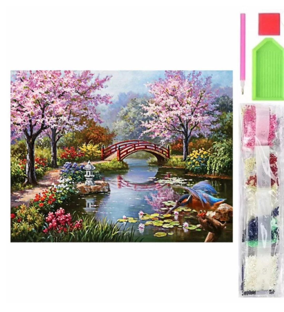 LA CUTE Malen nach Zahlen Diamond Painting Japanischer Garten: Kreatives Malen, 30x40cm (Kreative Kunst Schimmerndes Ergebnis, 5d Diamond Painting Kreatives Hobby), Kreatives Hobby, entspannend, fördert Kreativität und Geduld.