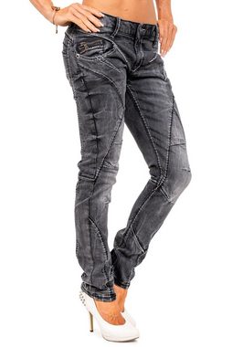 Cipo & Baxx Regular-fit-Jeans Moderne Hose BA-WD477 Stonewashed mit trendigen Ziernähten