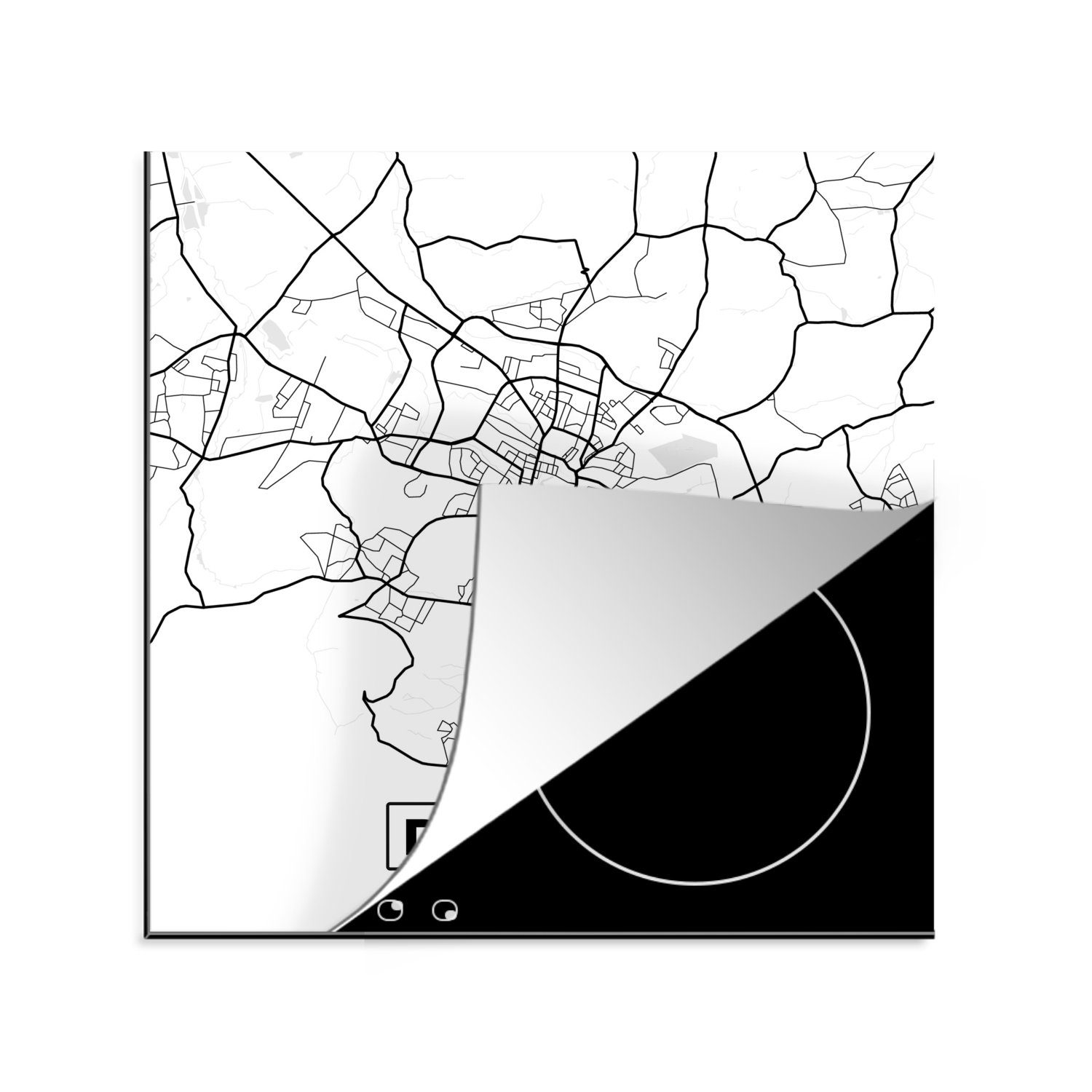 MuchoWow 78x78 cm, Stadtplan, für Karte Vinyl, Detmold Ceranfeldabdeckung, tlg), (1 küche - Arbeitsplatte - Herdblende-/Abdeckplatte