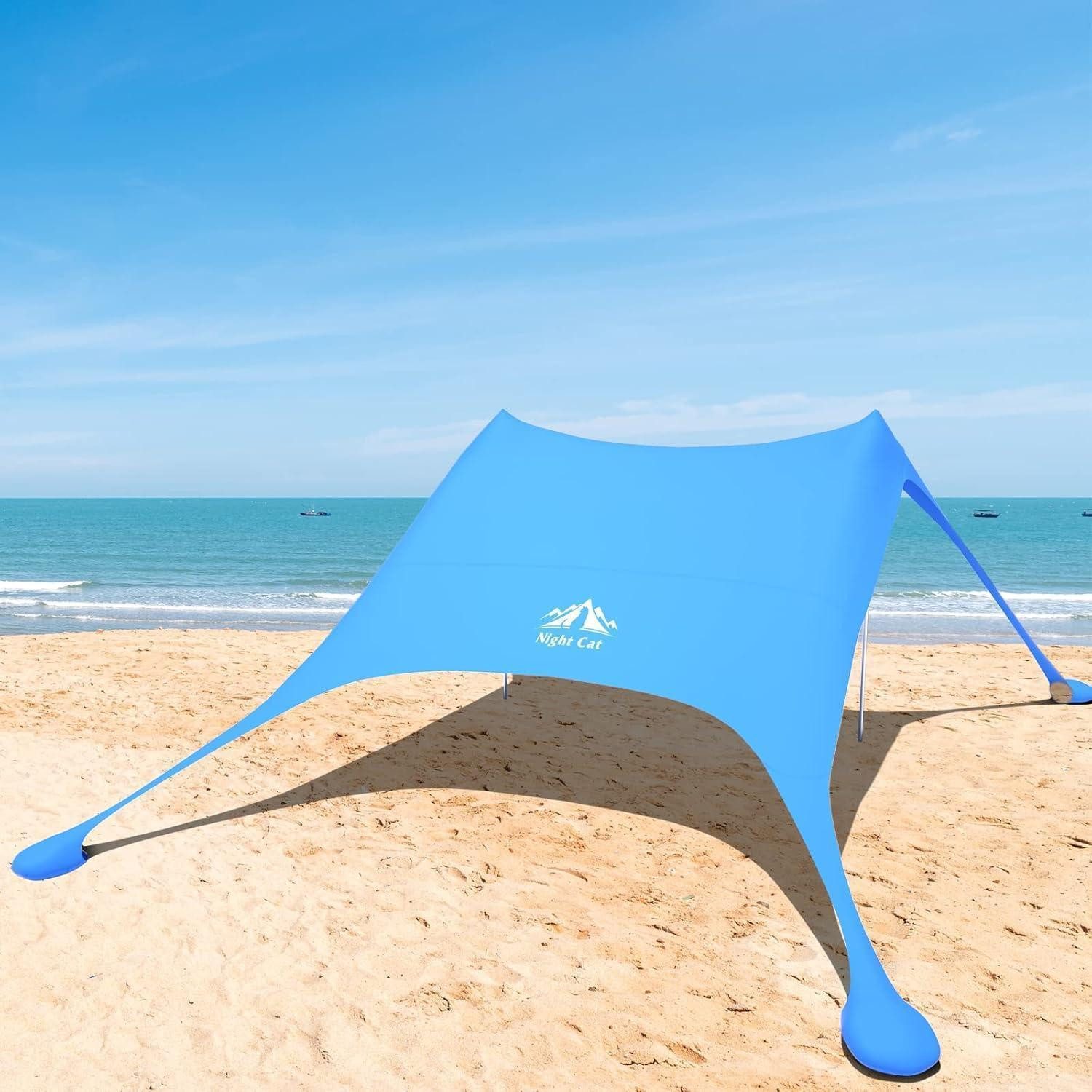 Strandmuschel Strandzelt Lycra Sonnensegel Sun Shelter UV-Schutz UPF 50+ Blau 3x2.8m