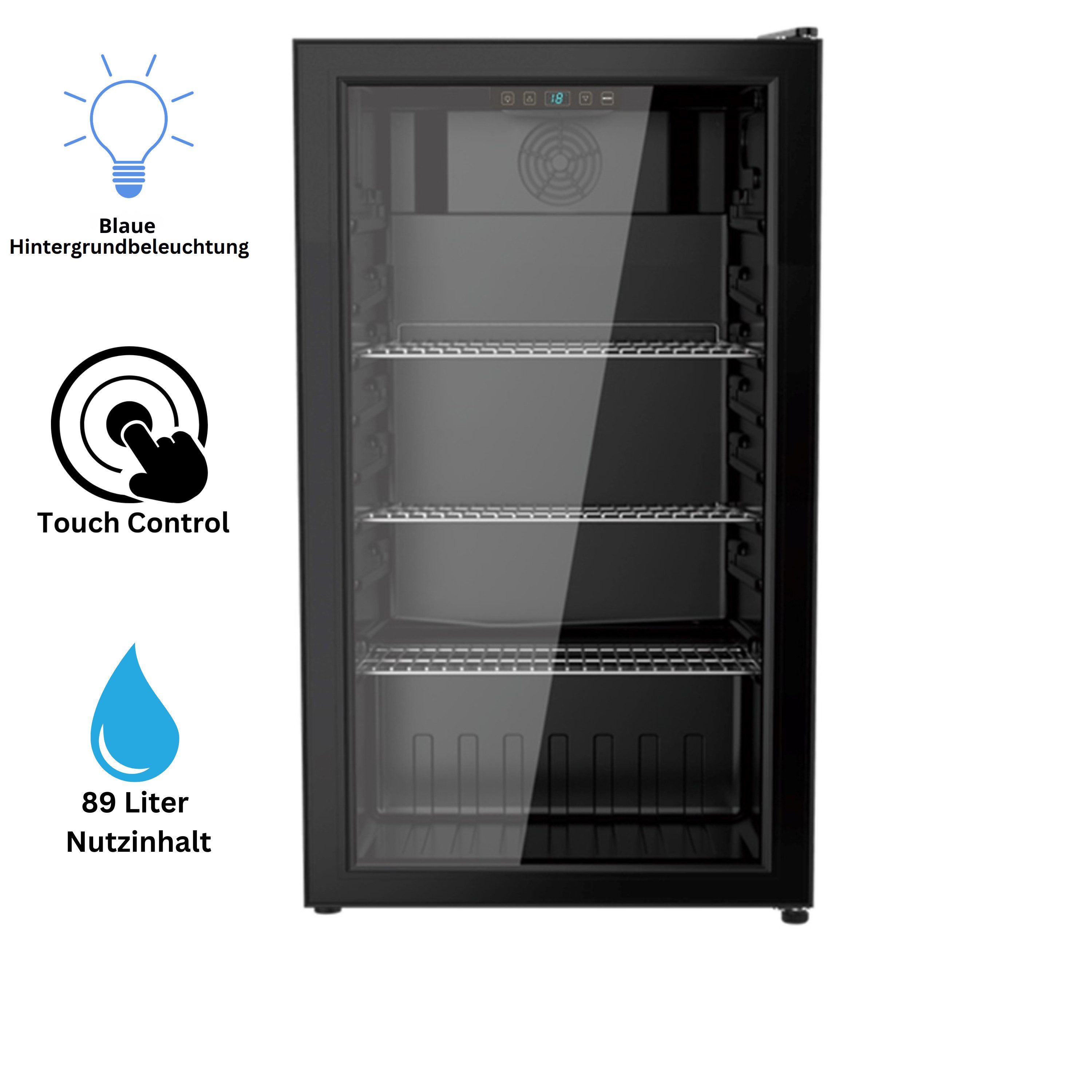 YUNA Getränkekühlschrank Cool-View GKS90, 83 cm hoch, 44.50 cm breit