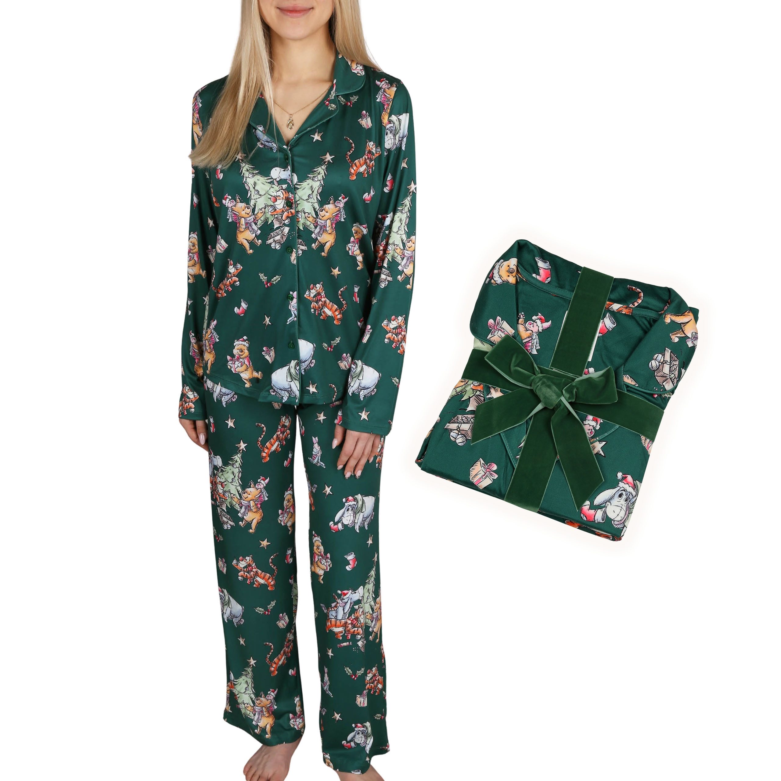 Disney Schlafanzug Disney Winnie Puuh Damen-Weihnachtspyjama zweiteilig mit Hemd und Hose