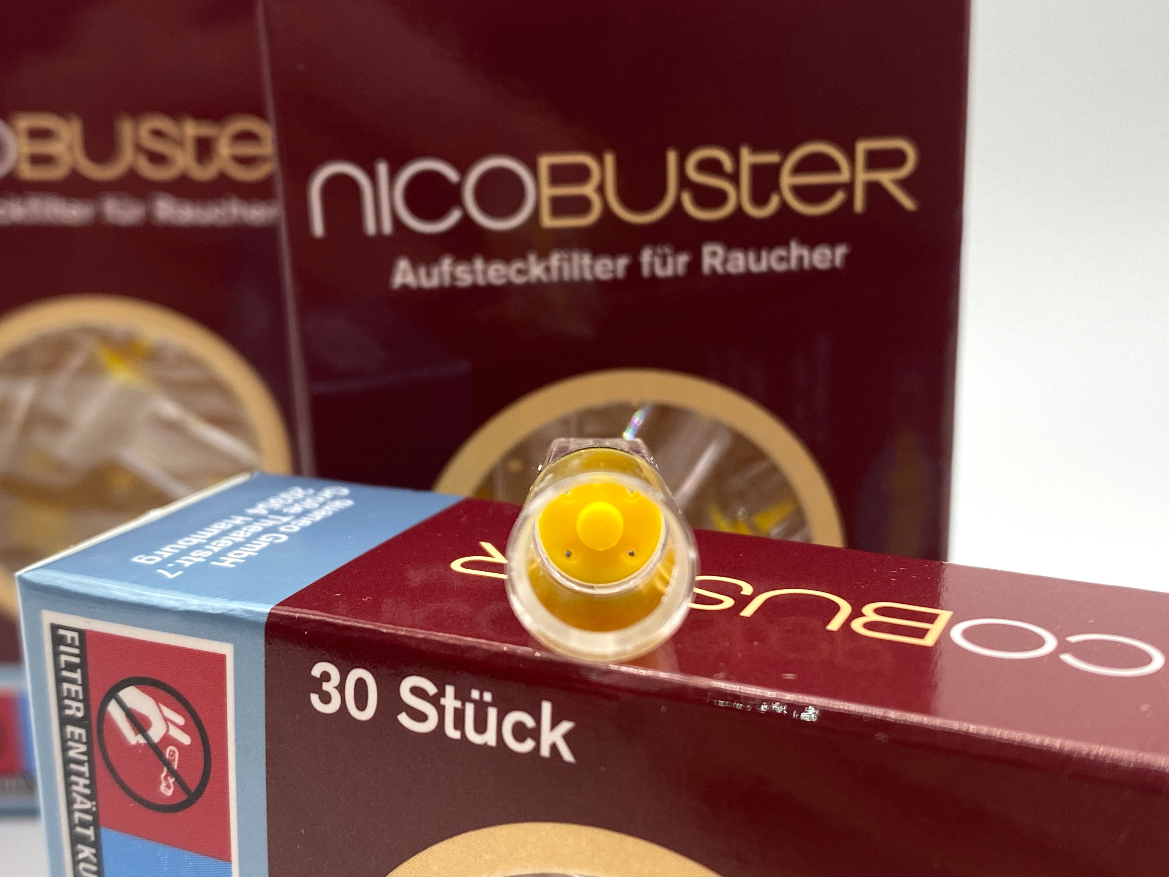 Nicobuster Filter-Set Aufsteckfilter für Filterhülsen 90 Stück (3x30 Stück) inkl Zündhölzer, Zubehör für Zigaretten, Ein Filter reicht für ca. 5 Zigaretten
