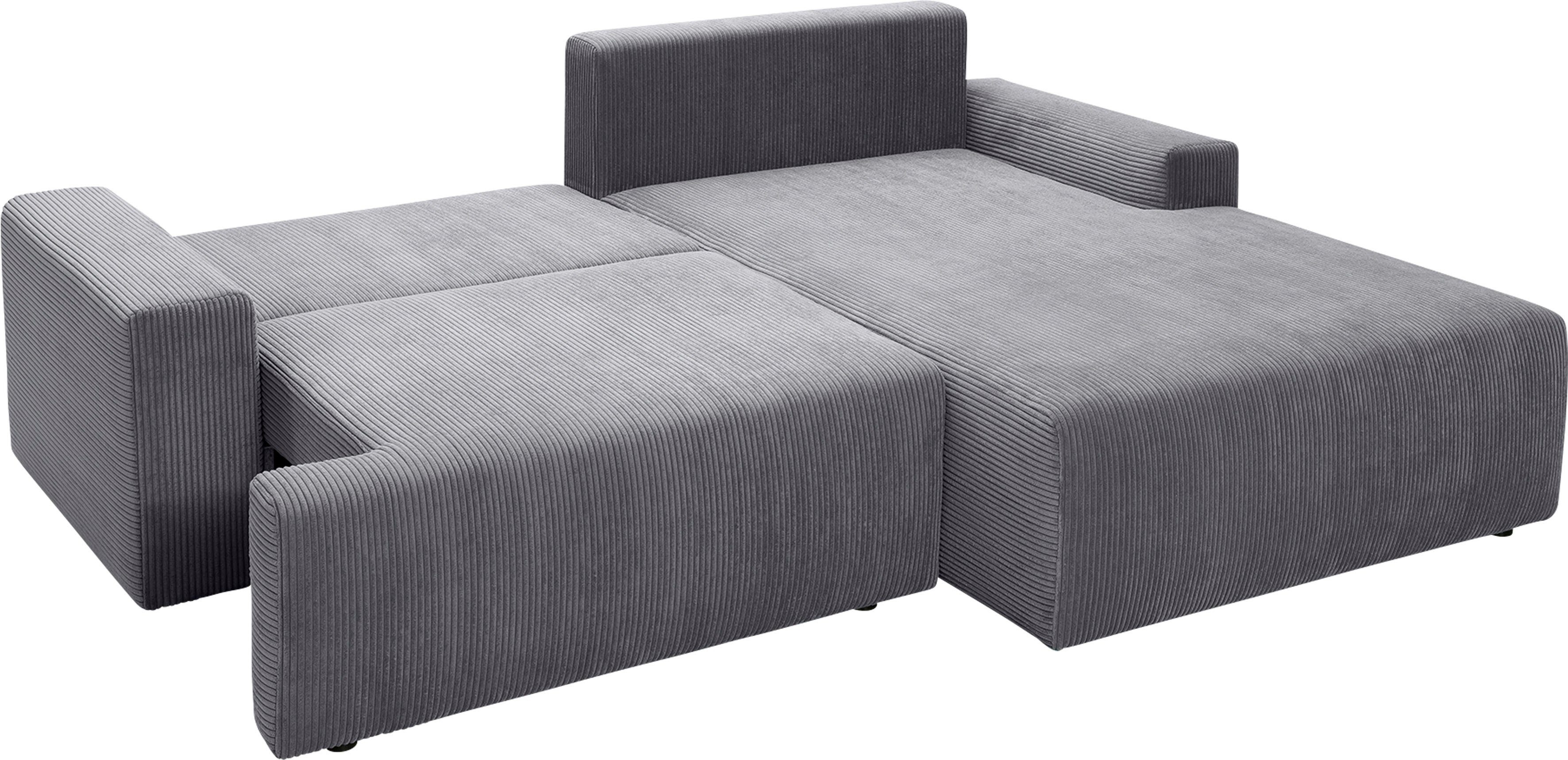 Bettfunktion exxpo fashion Cord-Farben verschiedenen - sofa in und Orinoko, Bettkasten grey Ecksofa inklusive