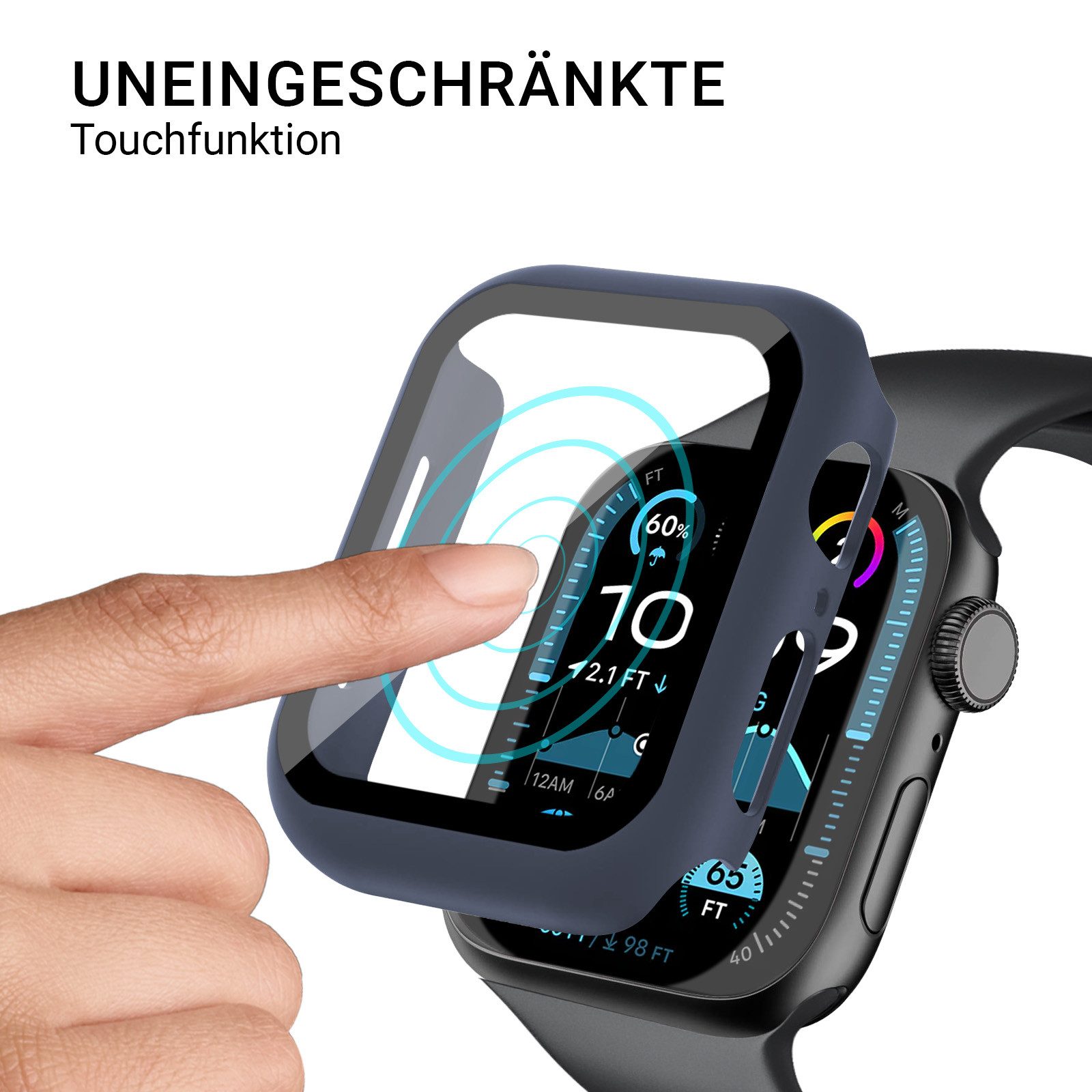 Tec-Expert Smartwatch-Hülle Hülle mit Displayschutz für Apple Watch 4 / 5 / 6 / SE 1-3 40 mm 40 mm, Rundum Schutz Cover Case Bumper stoß-und kratzfest robust – Bild 3 von 5