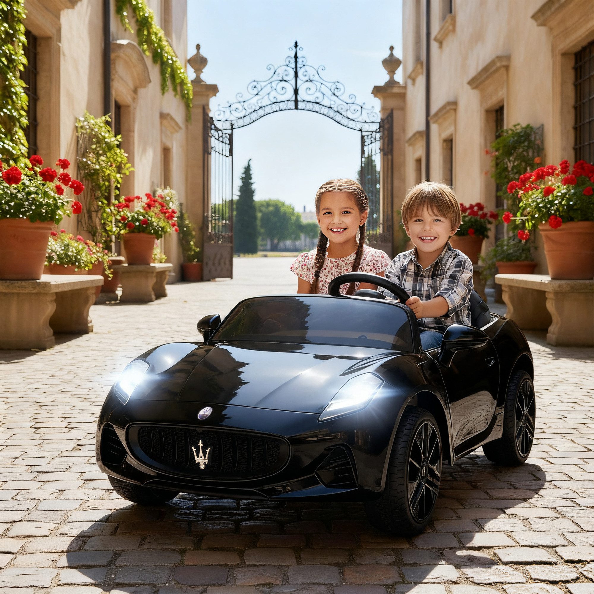 AIYAPLAY Elektro-Kinderauto 12V Kinderauto mit Fernbedienung, Belastbarkeit 60 kg, (1-tlg), für 37-96 Monate, Schwarz
