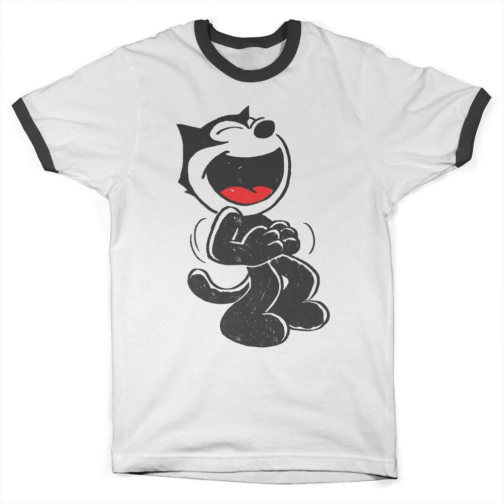 Felix the Cat T-Shirt Hand Drawn Ringer Tee