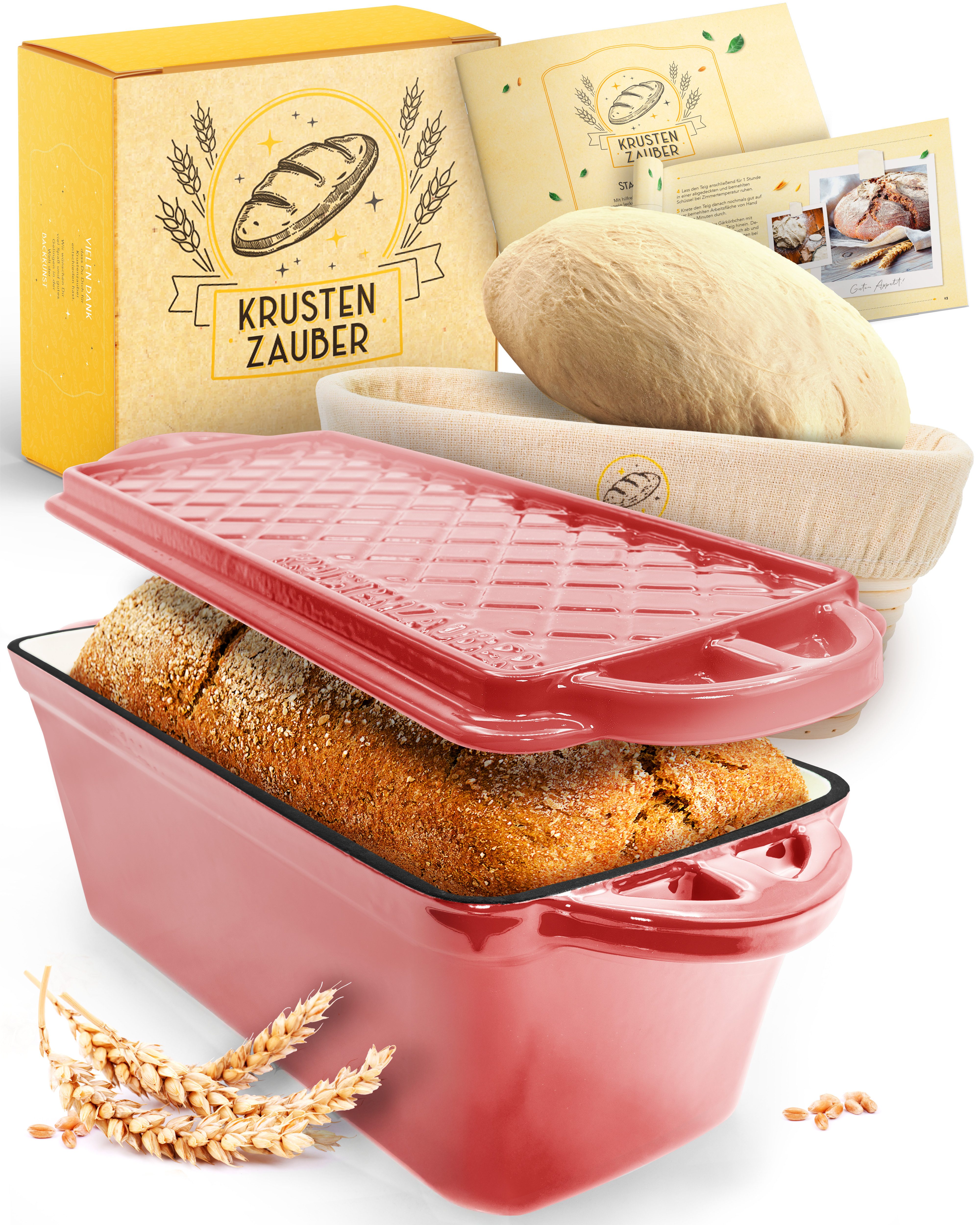 Krustenzauber Brotbackform Brotbackform Gusseisen Topf Brot Backen [inkl. Gärkorb]