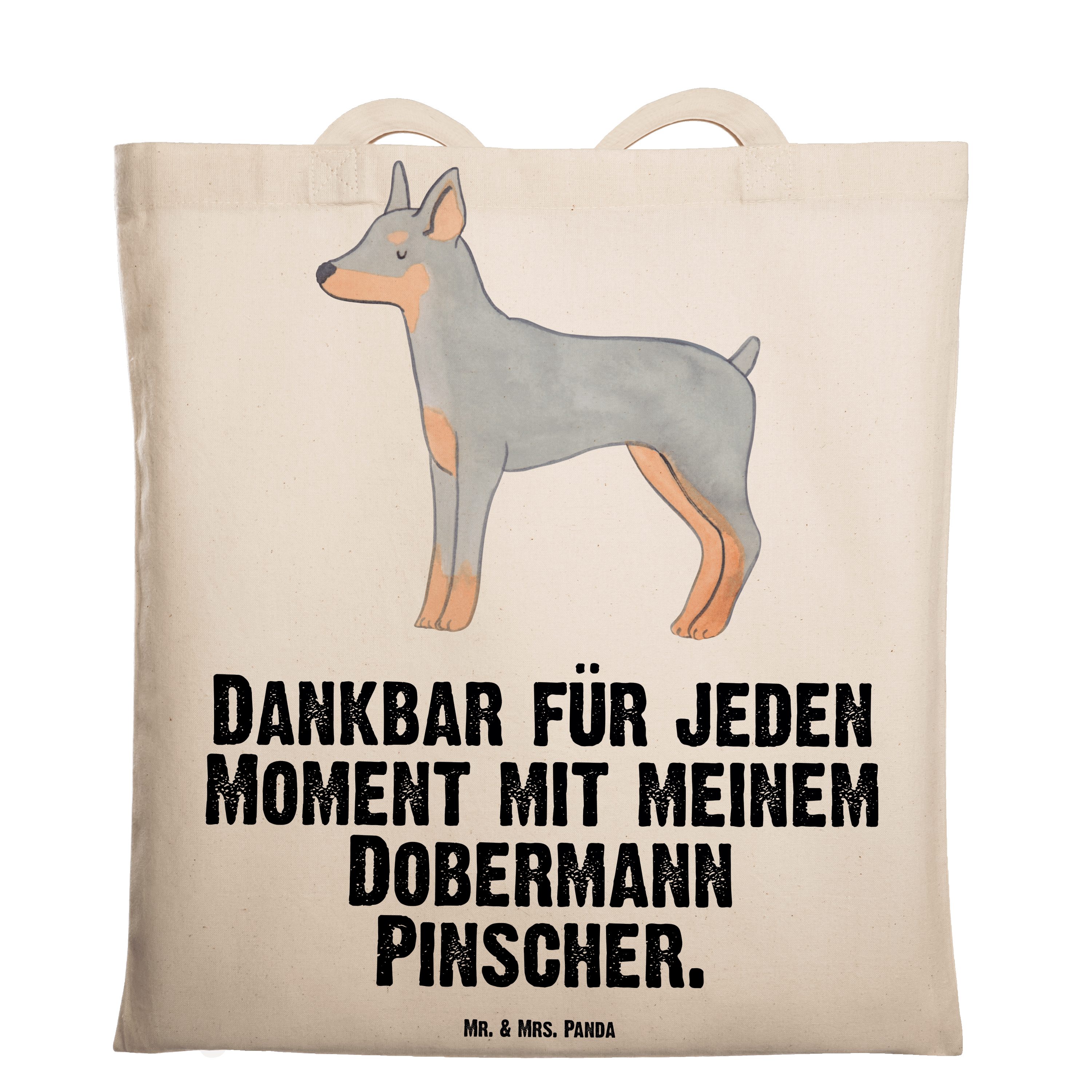 Mr. & Mrs. Panda Tragetasche Dobermann Pinscher Moment - Transparent - Geschenk, Beuteltasche, Hun (1-tlg)