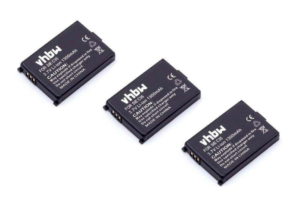 vhbw Akku Ersatz für Telekom V30145-K1310-X250, V30145-K1310-X229 für Akku Akku Li-Ion 1300 mAh (3,7 V, 3 St), Leistungsfähige Austausch-Akkus für Telefon, Festnetz oder schnurloses