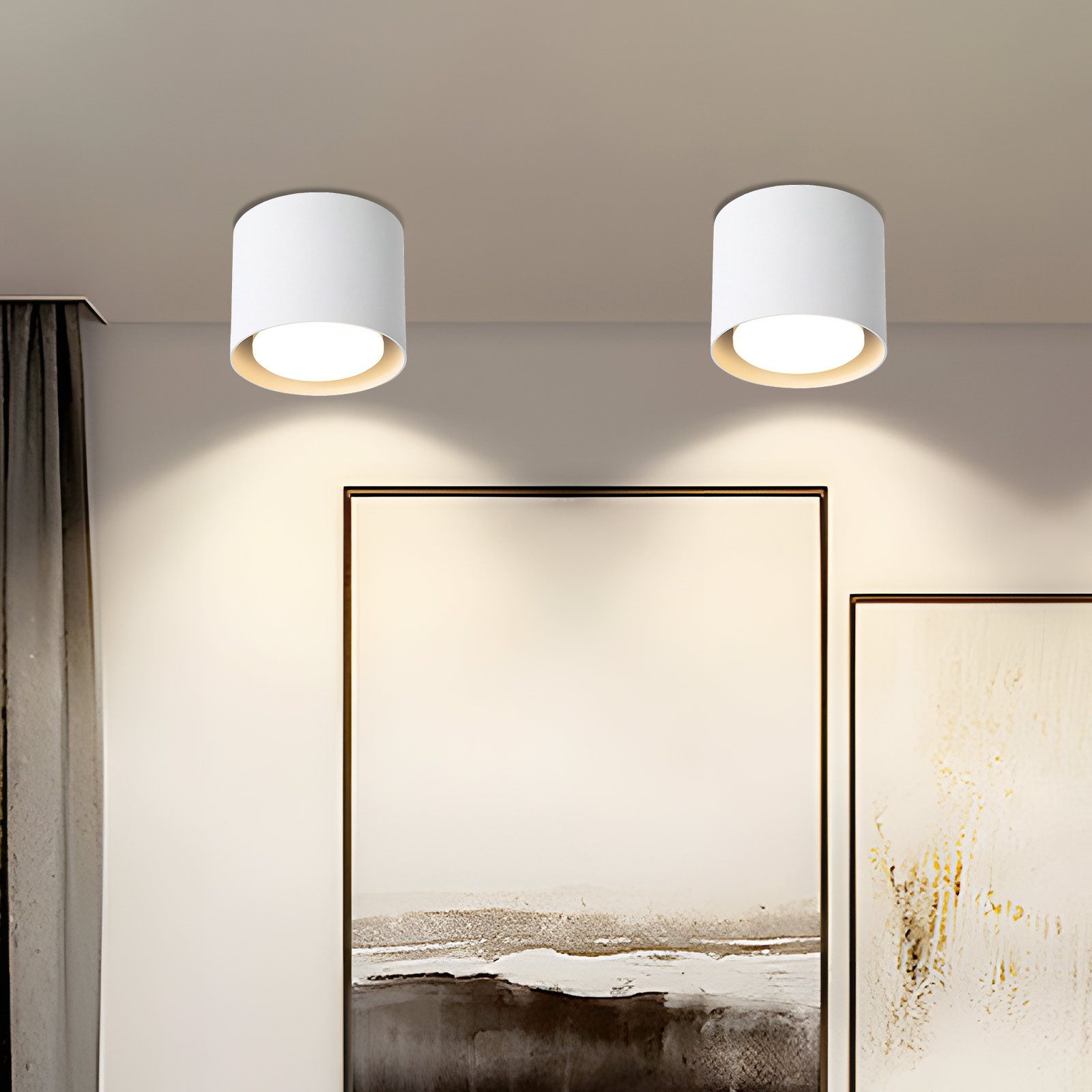 Nettlife LED Deckenspot Aufbaustrahler Rund Schwarz 5W kleine schwenkbar Aluminium GX53, 30° drehbar, LED fest integriert, Warmweiß, GX53 Leuchtmittel für Küche Wohnzimmer Esszimmer Büro Flur